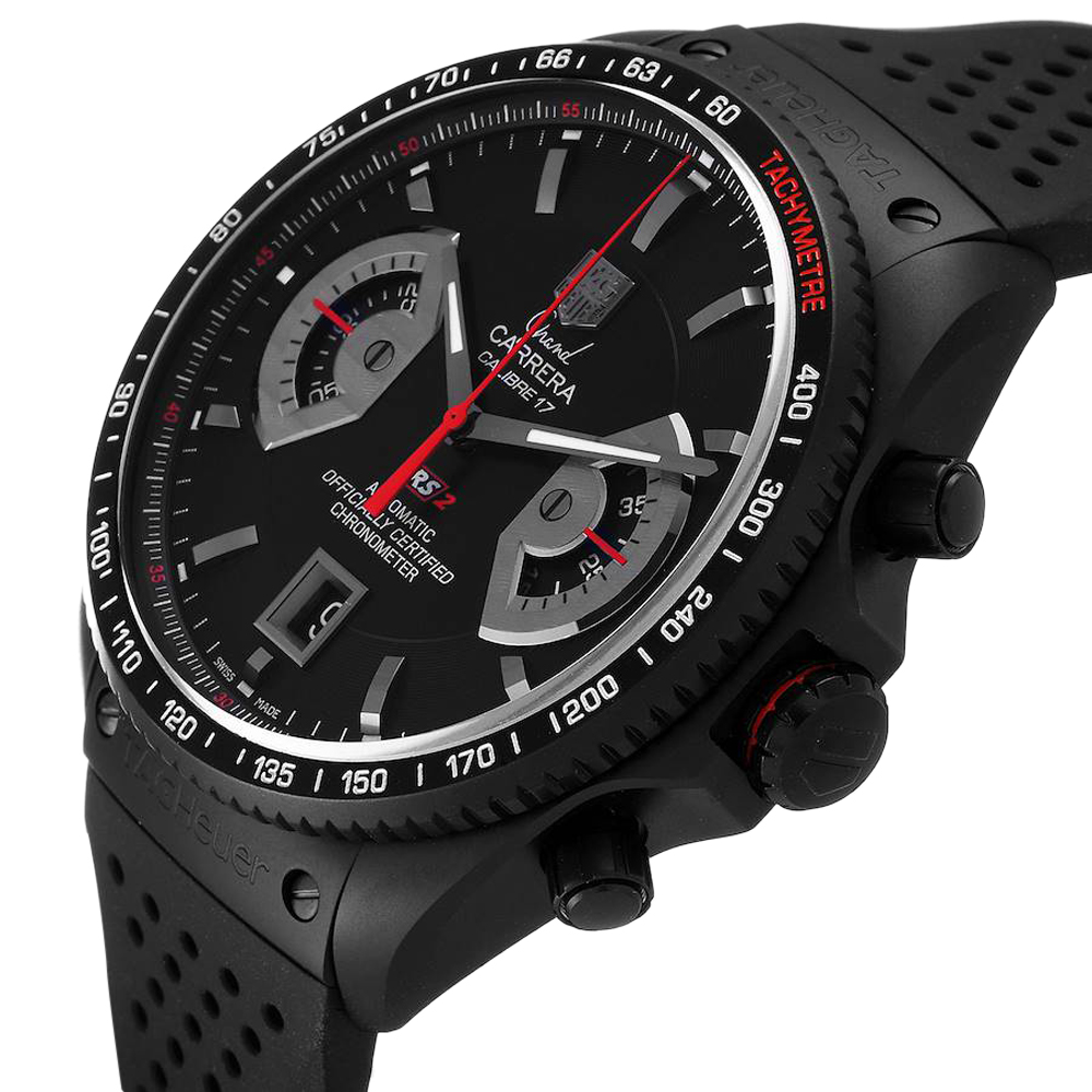 

Tag Heuer Black PVD Titanium Grand Carrera CAV518B Men's Wristwatch 43 MM