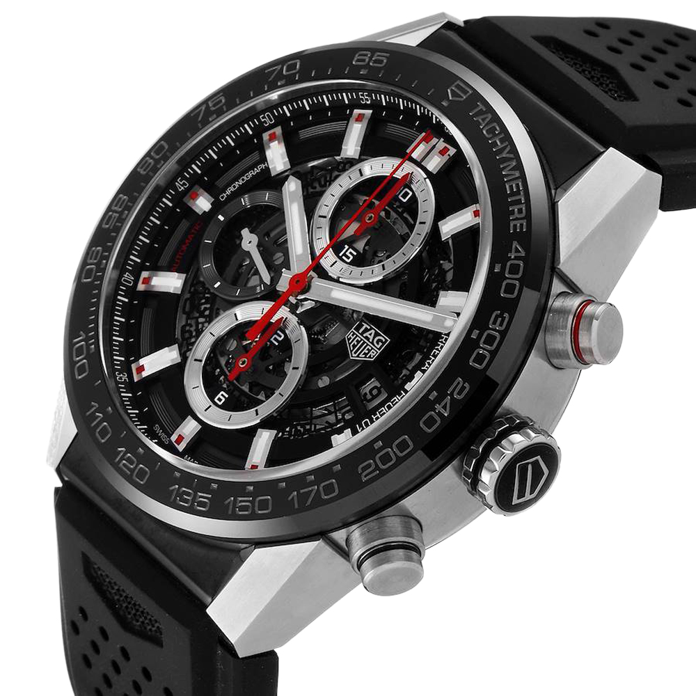 

Tag Heuer Black Stainless Steel Carrera Caliber Heuer 01 CAR201V Men's Wristwatch 43 MM