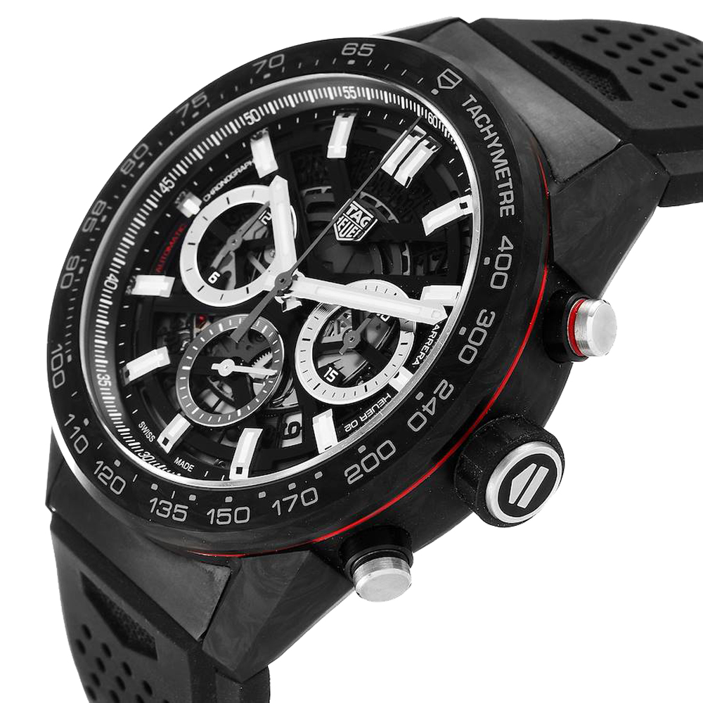 

Tag Heuer Black Carbon Carrera Calibre 02 CBG2A91 Men's Wristwatch 45 MM