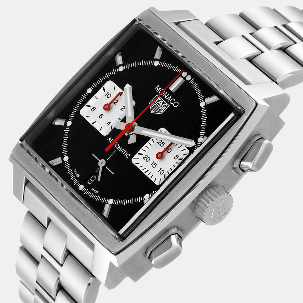 

Tag Heuer Black Stainless Steel Monaco Calibre 02 CBL2113 Men's Wristwatch 39 mm