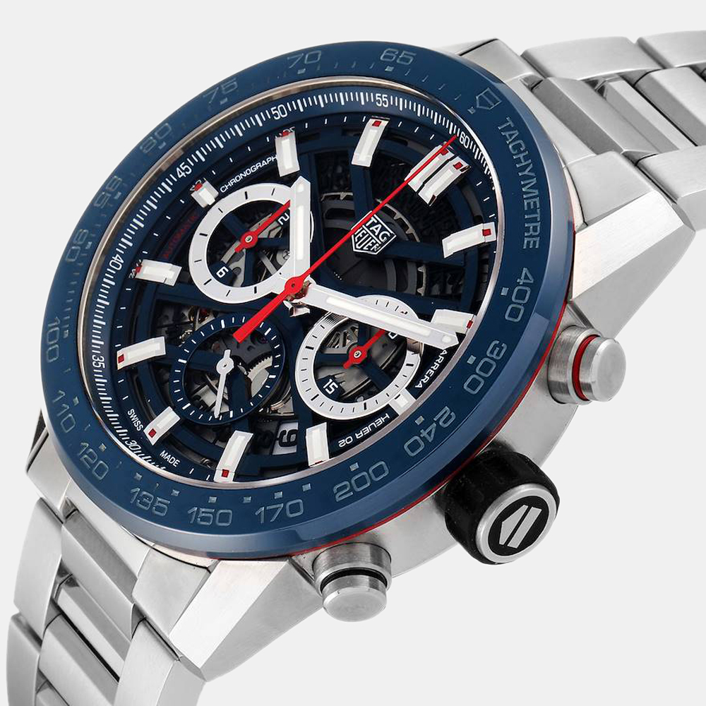 

Tag Heuer Blue Stainless Steel Carrera CBG2A11 Men's Wristwatch 45 mm