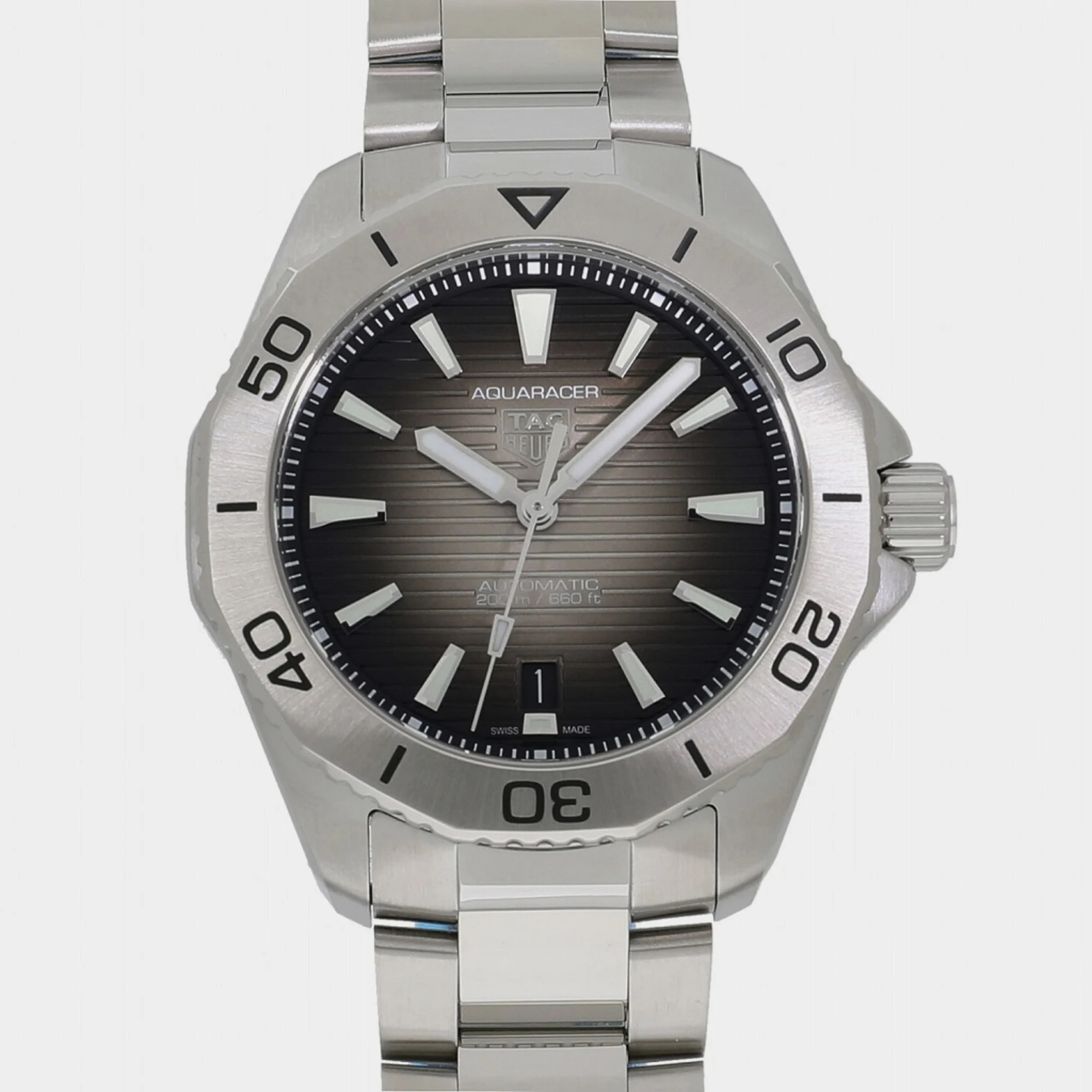 Pre-owned Tag Heuer Black Stainless Steel Aquaracer Wbp2110.ba0627 Automatic Men's Wristwatch 40 Mm