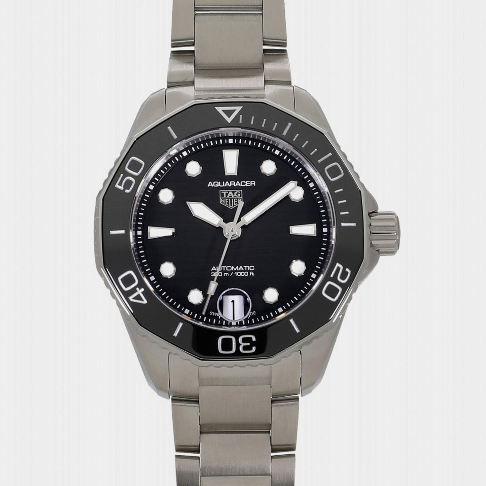 Pre-owned Tag Heuer Black Stainless Steel Aquaracer Wbp231d.ba0626 Automatic Men's Wristwatch 36 Mm