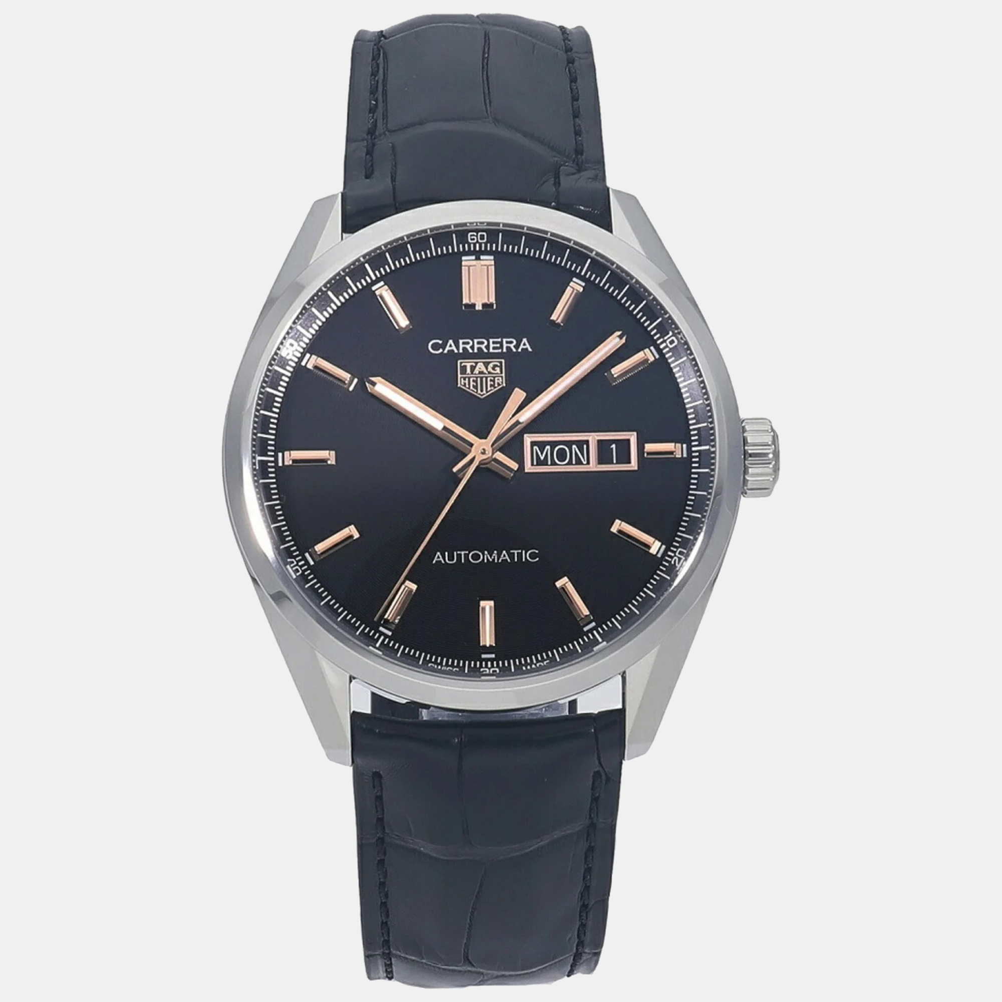 Pre-owned Tag Heuer Black Stainless Steel Carrera Wbn2013.fc6503 Automatic Men's Wristwatch 41 Mm
