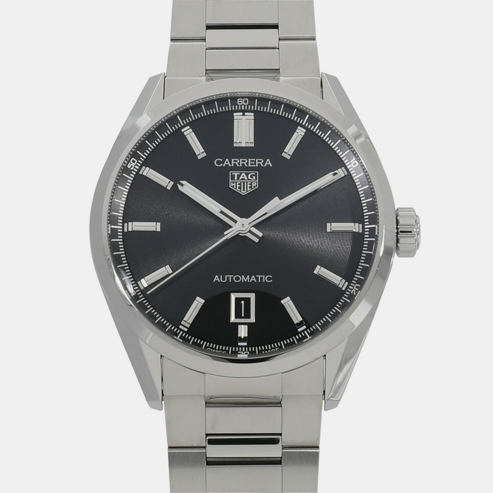 

Tag Heuer Black Stainless Steel Carrera Calibre 5 WBN2110.BA0639 Automatic Men's Wristwatch 39 mm