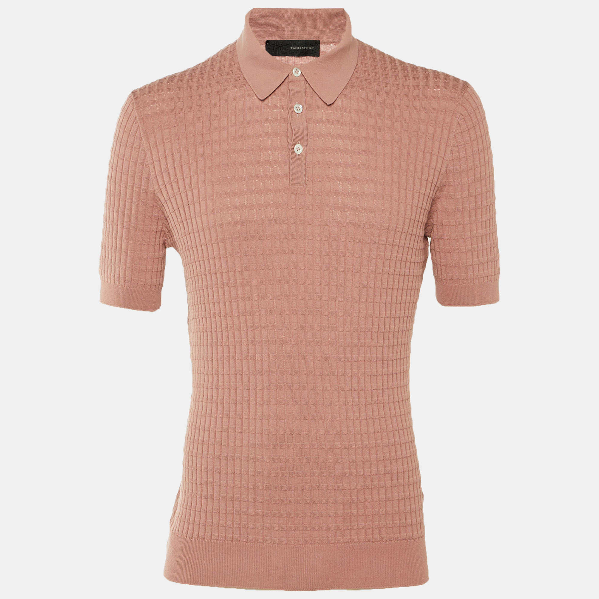 

Tagliatore Mauve Cotton Knit Slim Fit Polo T-Shirt L, Pink
