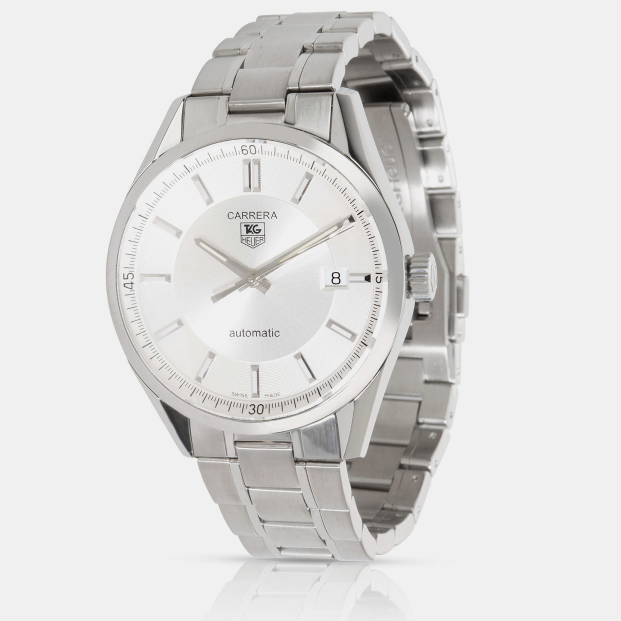

Tag Heuer Silver Stainless Steel Carrera WV211A.BA0787 Automatic Men's Wristwatch 39 mm
