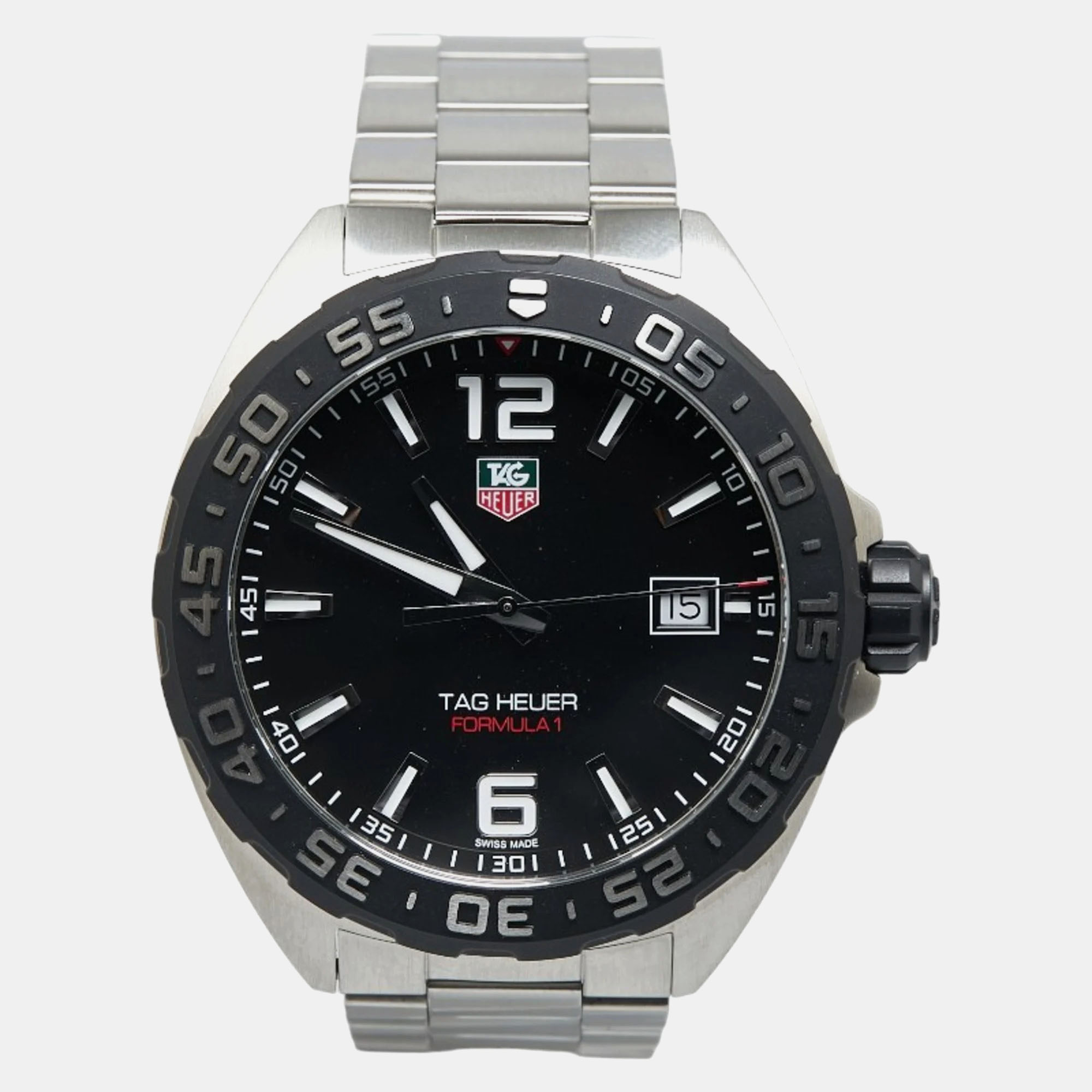 

Tag Heuer Black Stainless Steel Formula 1 WAZ1110.BA0875 Quartz Men's Wristwatch 41 mm