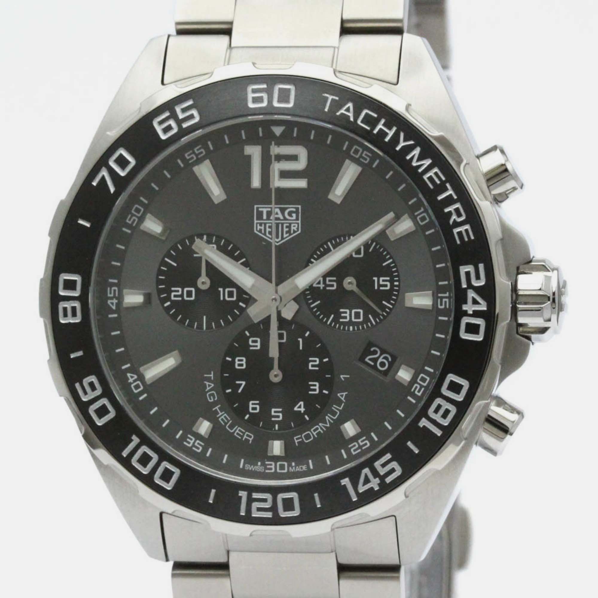 

Tag Heuer Grey Stainless Steel Formula 1 CAZ1011 Quartz Men's Wristwatch 43 mm