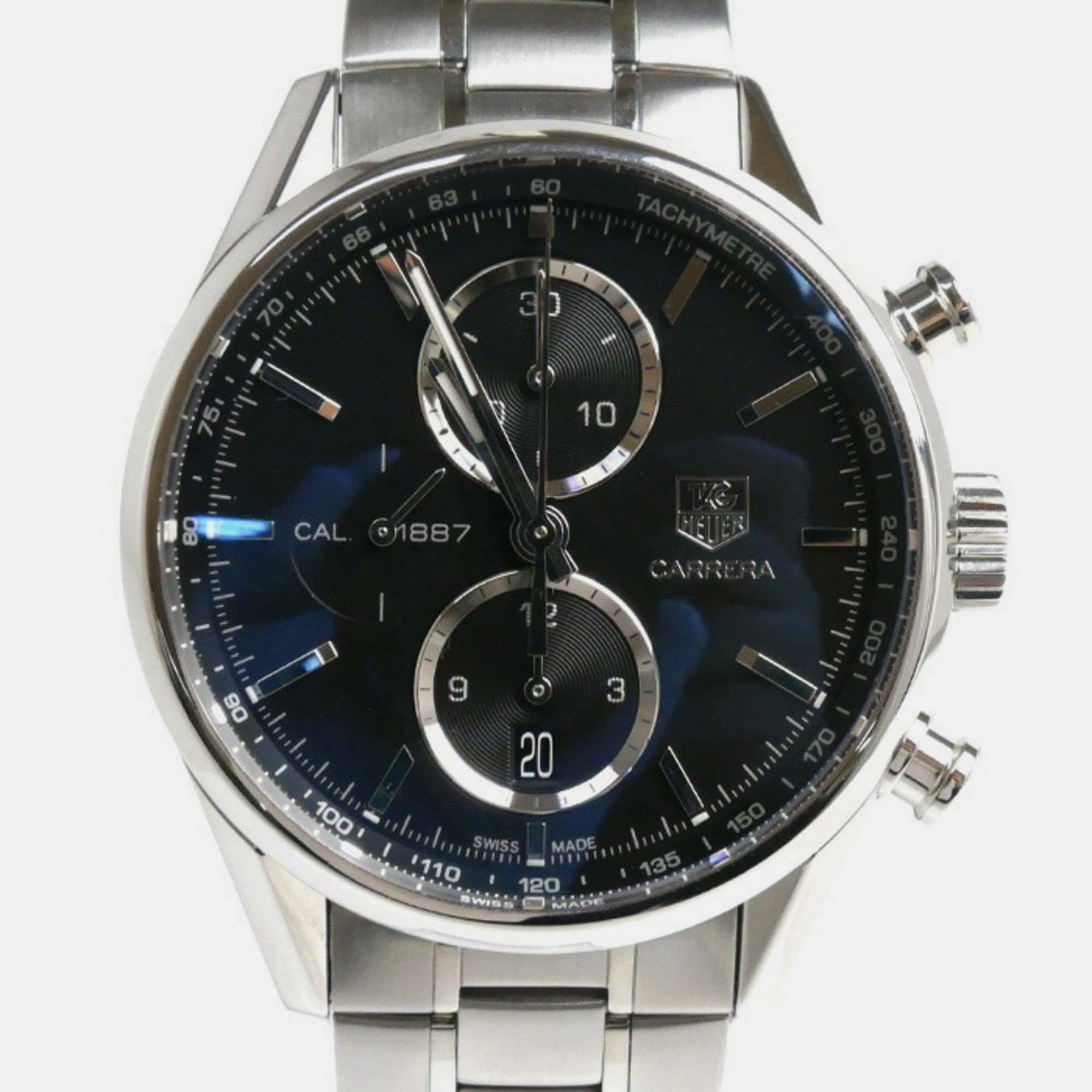

Tag Heuer Black Stainless Steel Carrera CAR2110.BA0724 Automatic Men's Wristwatch 41 mm