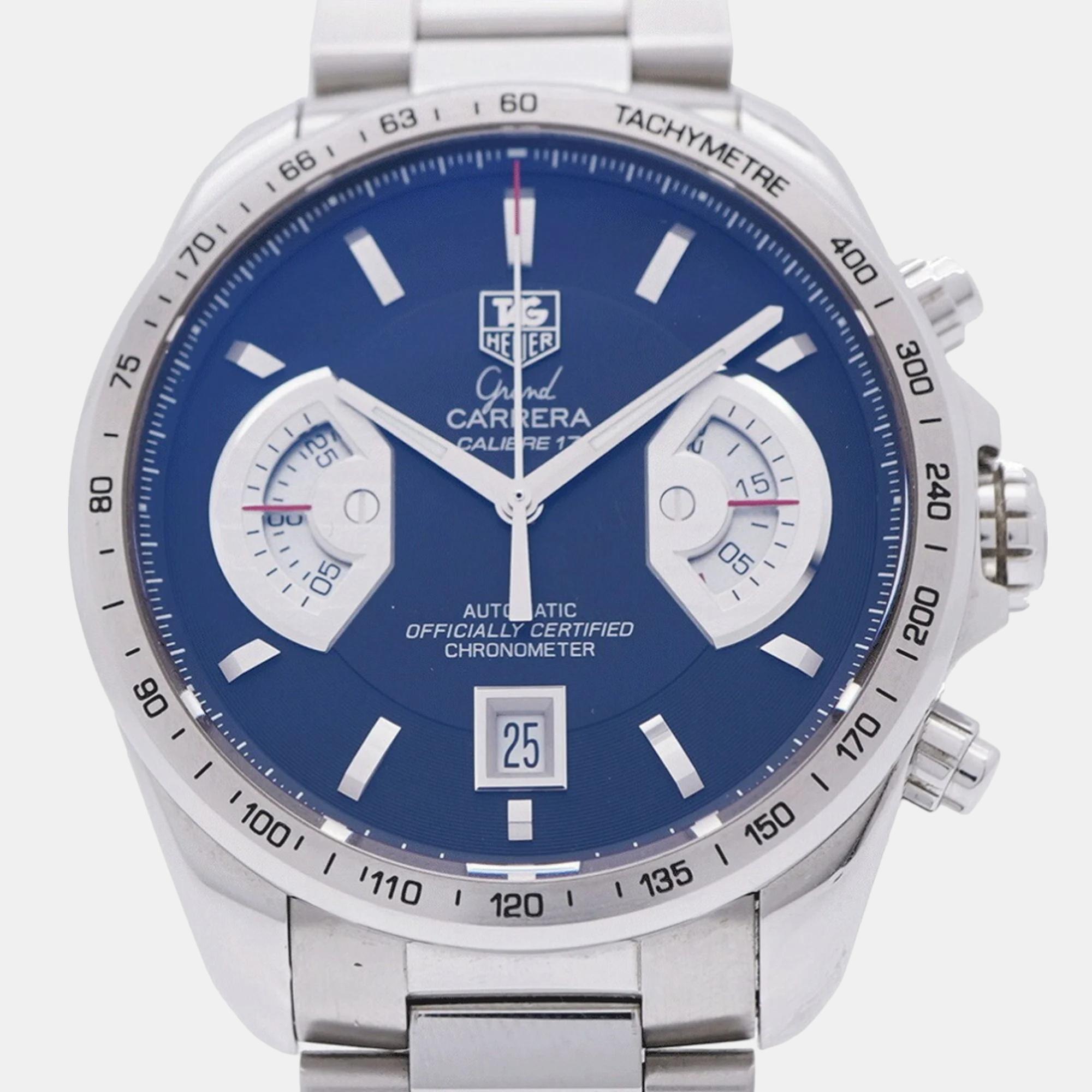 

Tag Heuer Blue Stainless Steel Grand Carrera CAV511G.BA0905 Automatic Men's Wristwatch 43 mm