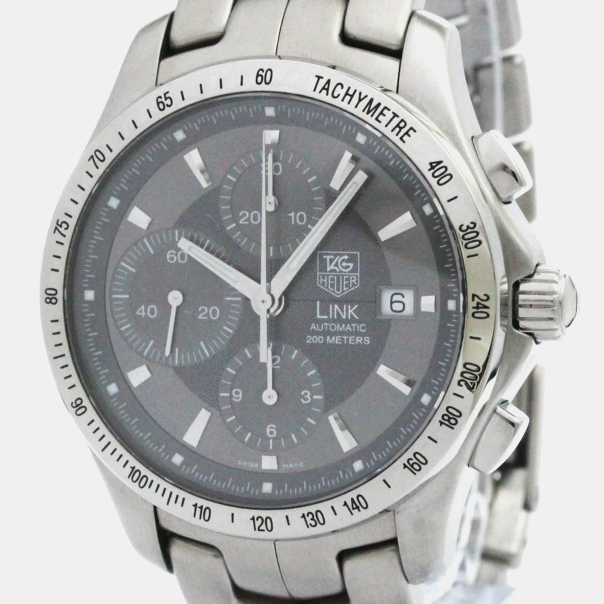 Pre-owned Tag Heuer Grey Stainless Steel Link Cjf2115 Automatic Men's Wristwatch 42 Mm