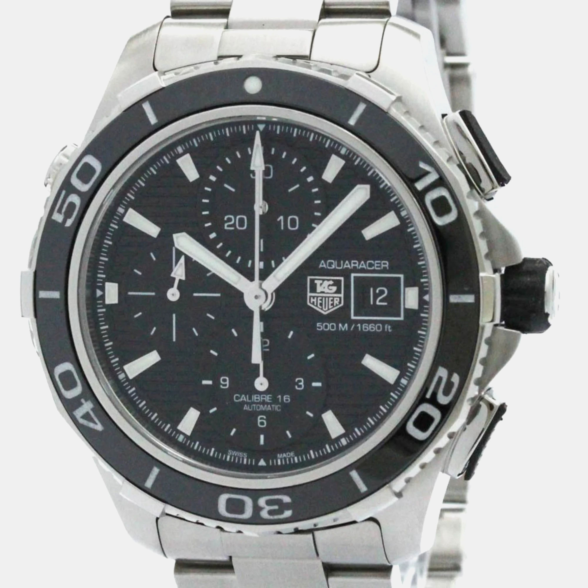 

Tag Heuer Black Stainless Steel Aquaracer Automatic Men's Wristwatch 43 mm