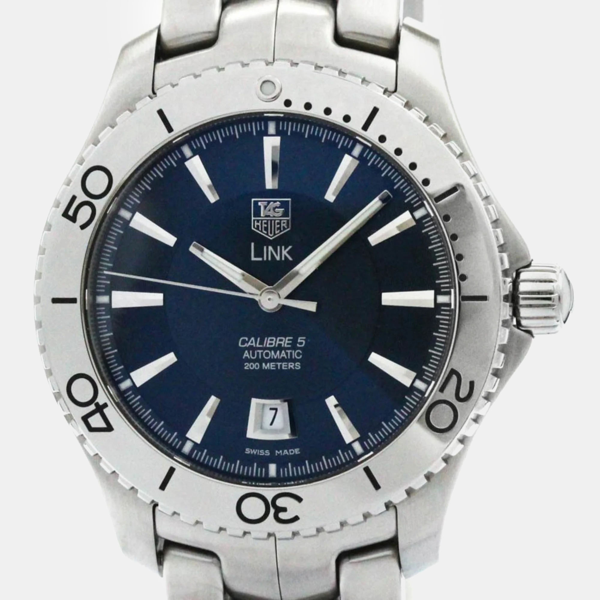 

Tag Heuer Blue Stainless Steel Link Automatic Men's Wristwatch 42 mm