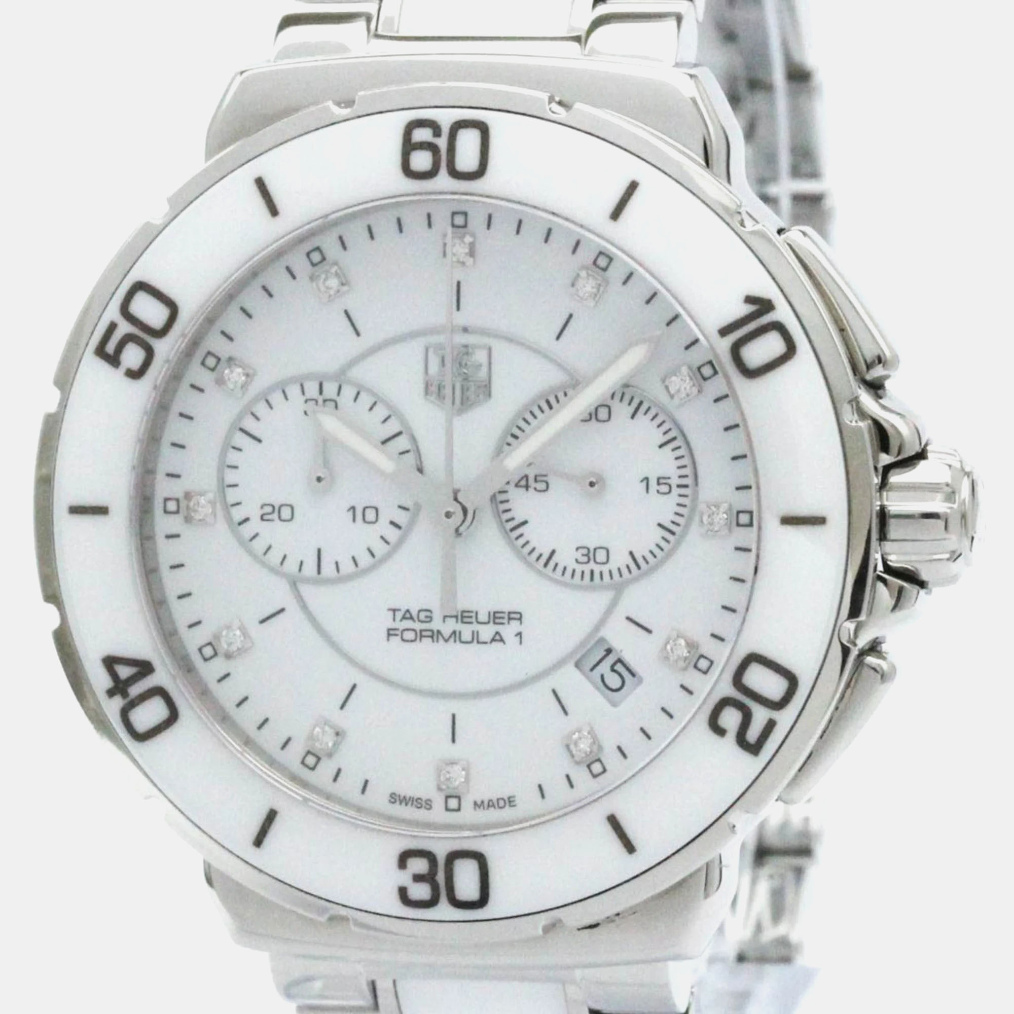 

Tag Heuer White Stainless Steel Ceramic Formula 1 CAH1211 Quartz Men's Wristwatch 41 mm