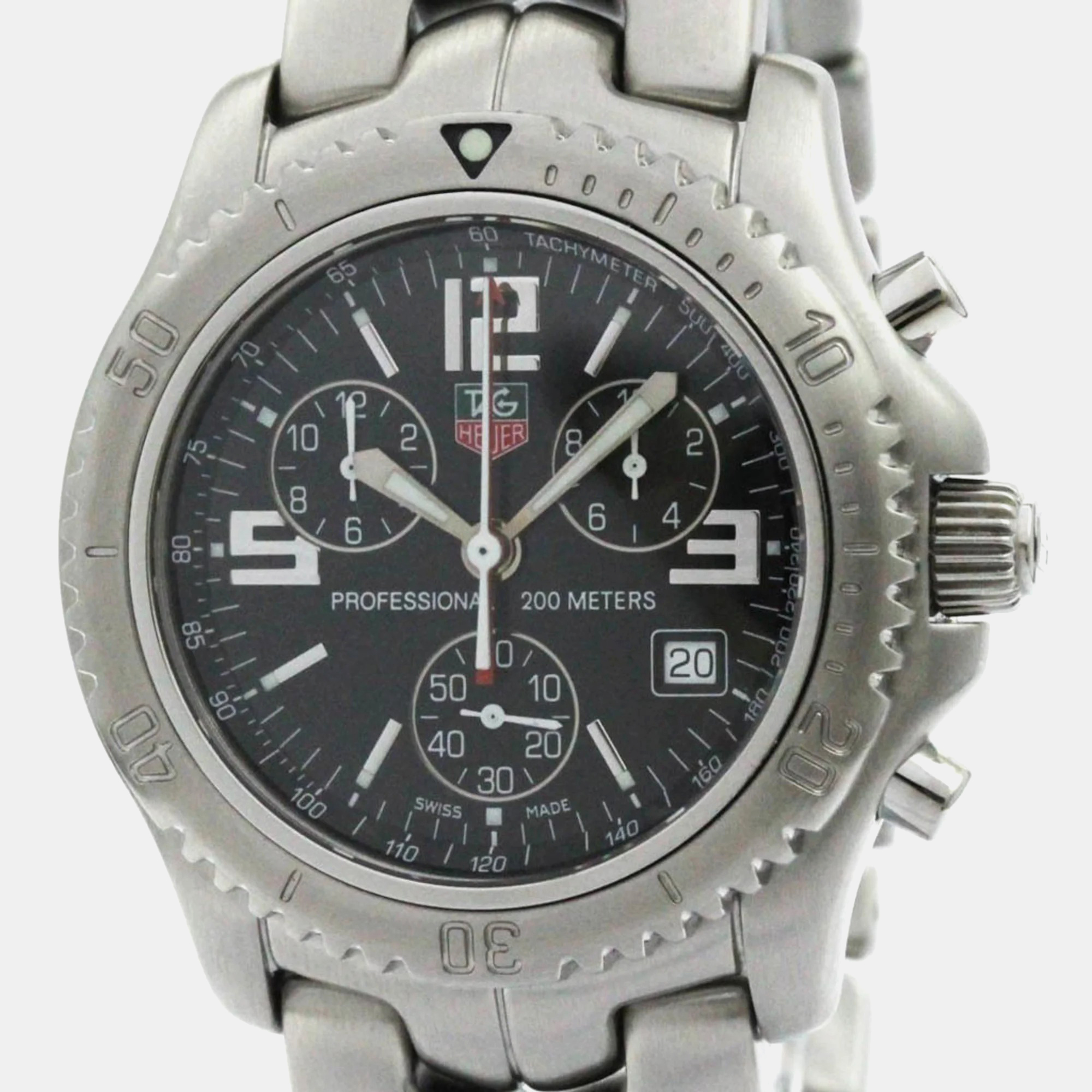 

Tag Heuer Black Stainless Steel Link Quartz Men's Wristwatch 42 mm