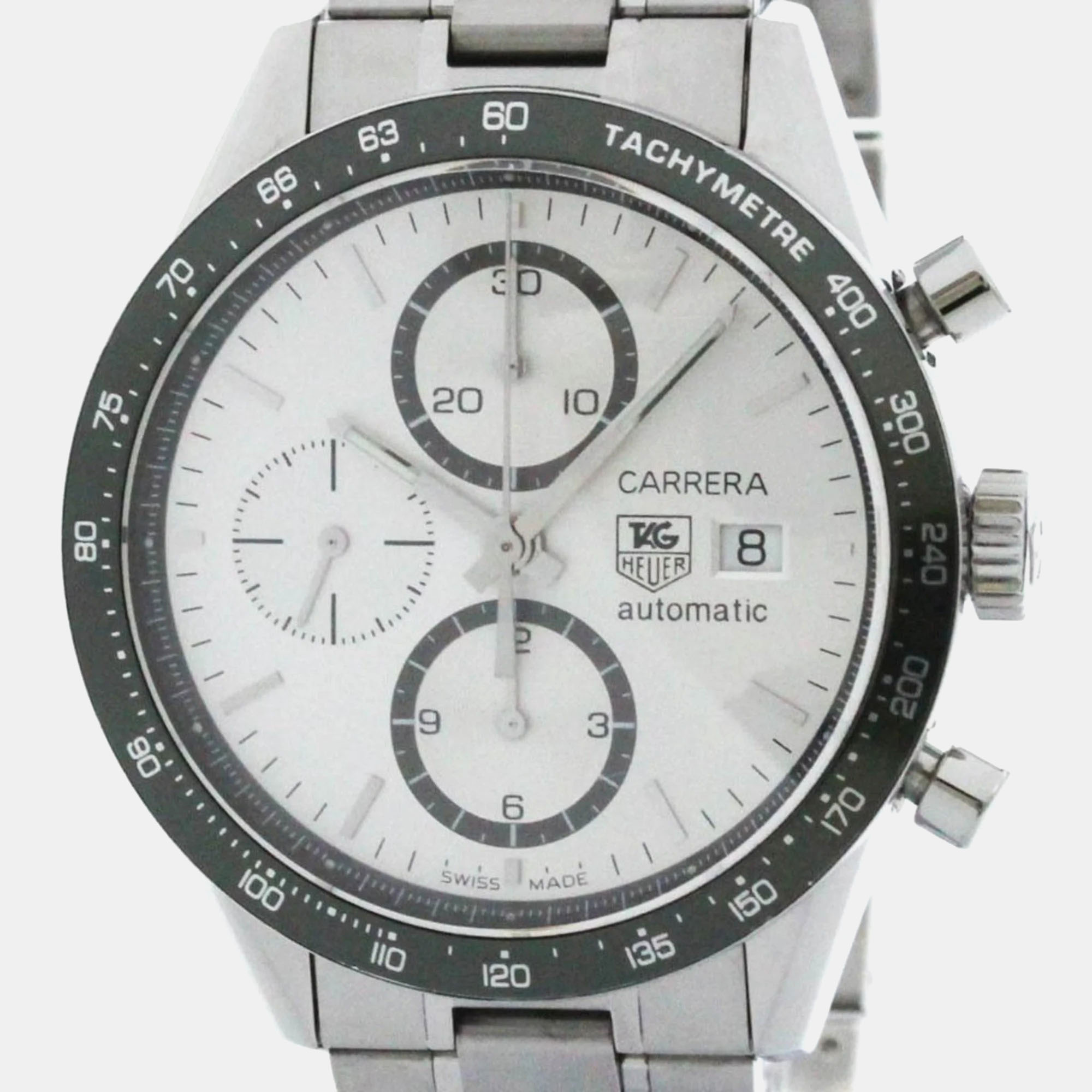 

Tag Heuer Silver Stainless Steel Carrera CV2011 Automatic Men's Wristwatch 41 mm