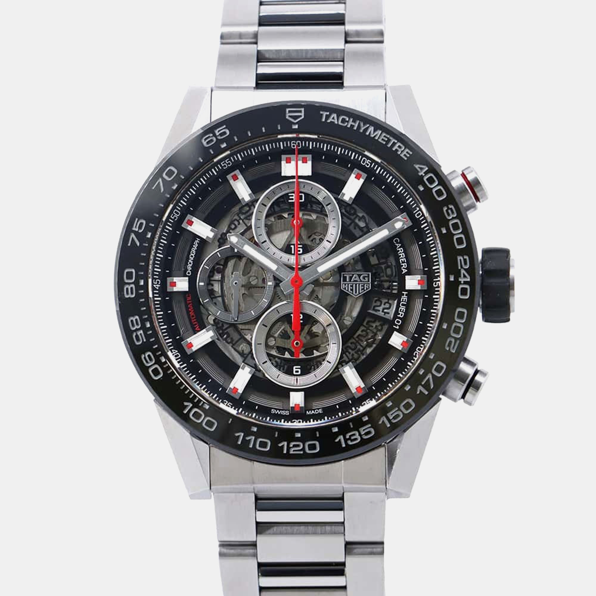 

Tag Heuer Black Stainless Steel Carrera Caliber CAR2A1W.BA0703 Automatic Men's Wristwatch 43 mm