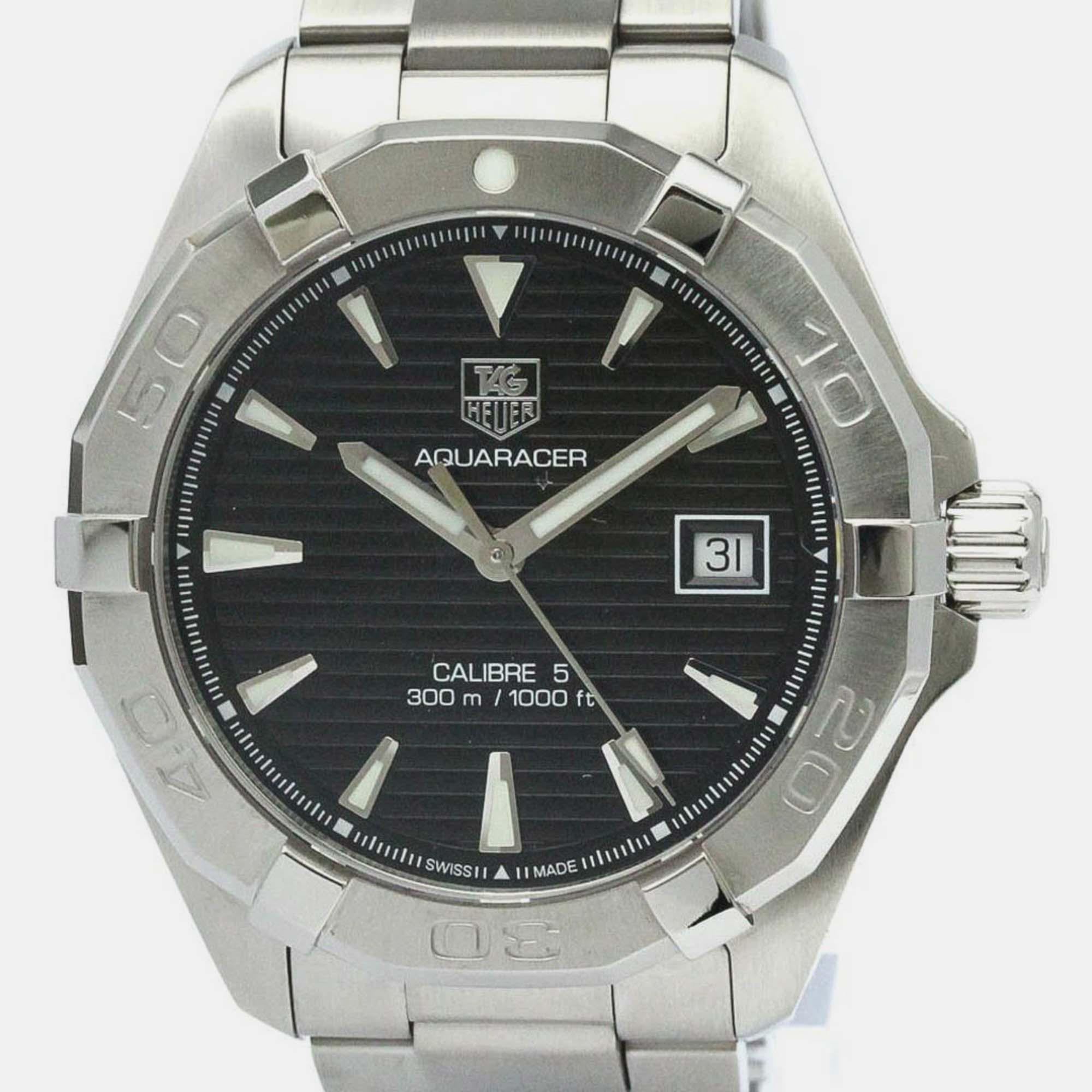 

Tag Heuer Black Stainless Steel Aquaracer Automatic Men's Wristwatch 41 mm