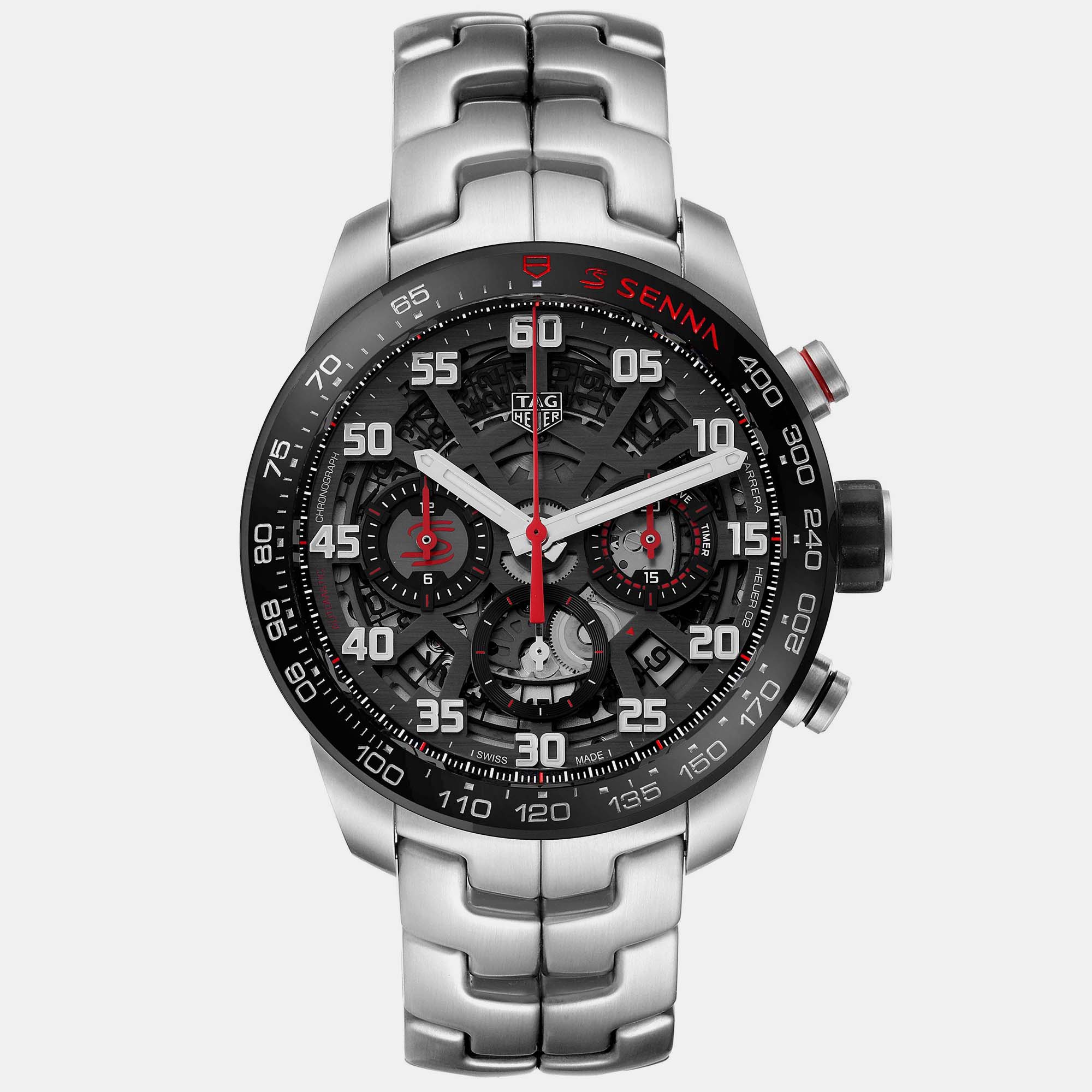 

Tag Heuer Skeleton Stainless Steel Carrera CBG2013 Automatic Men's Wristwatch 43 mm, Transparent