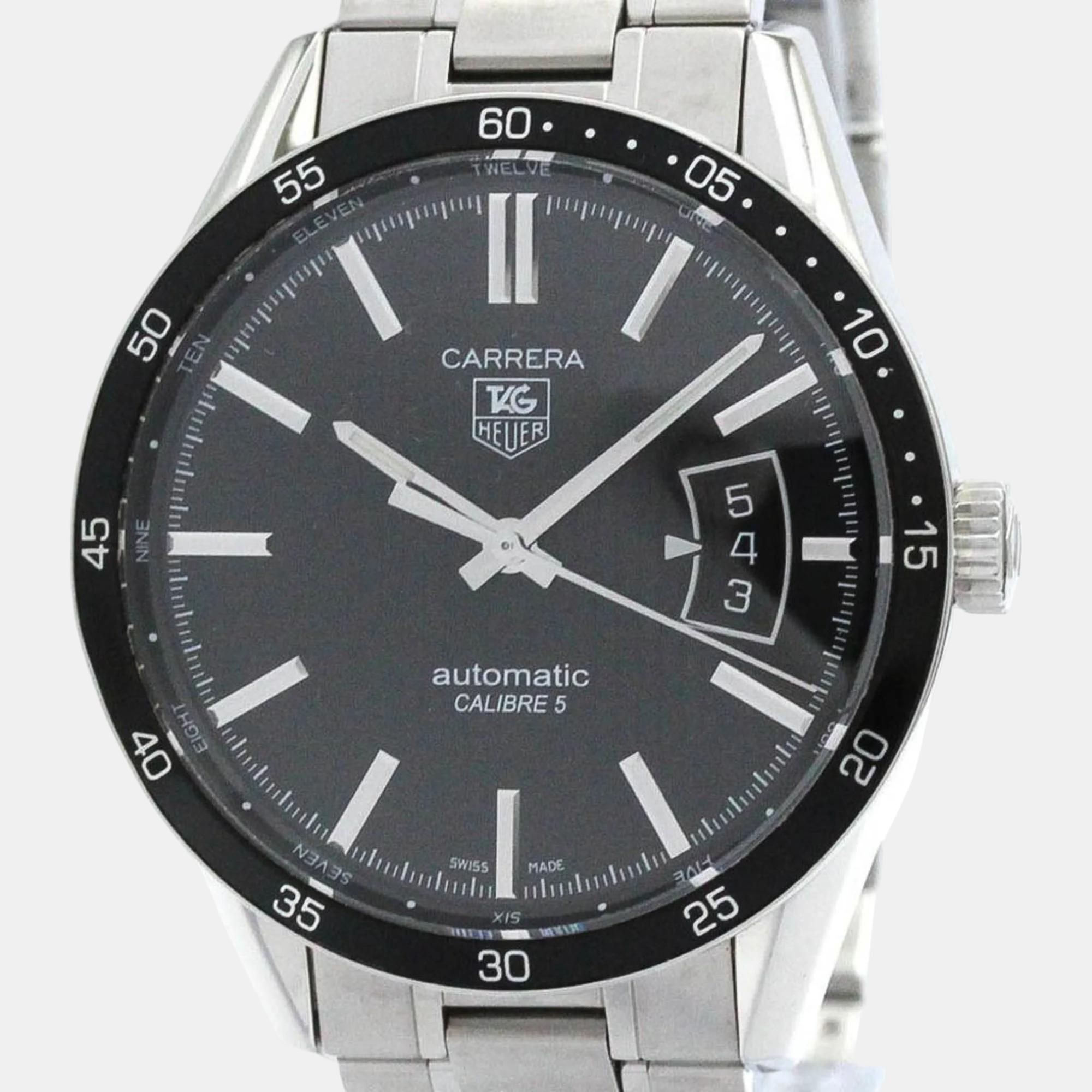 

Tag Heuer Black Stainless Steel Carrera WV211M Automatic Men's Wristwatch 39 mm