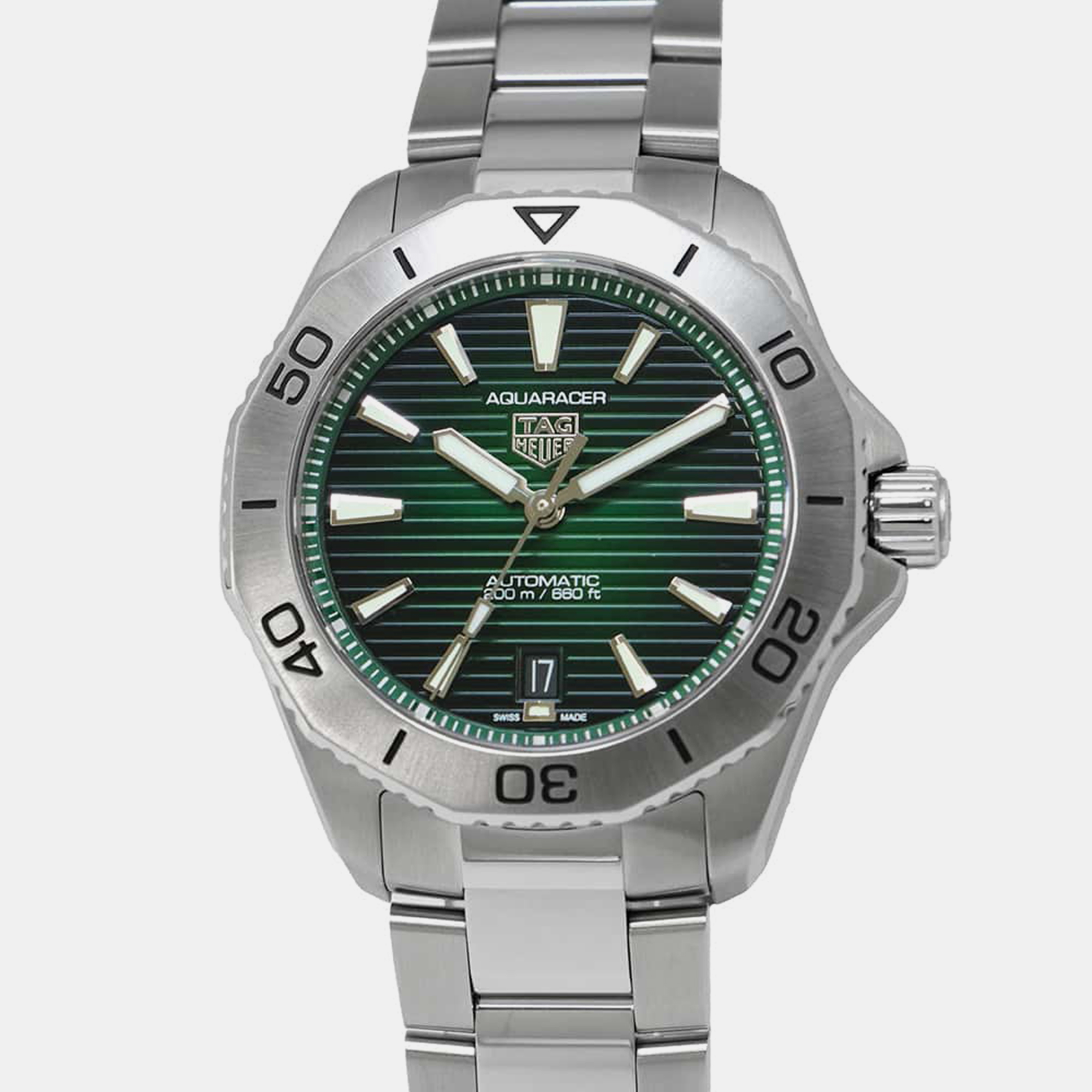 

Tag Heuer Stainless Steel Green Dial Aquaracer Professional 200 Date Wristwatch