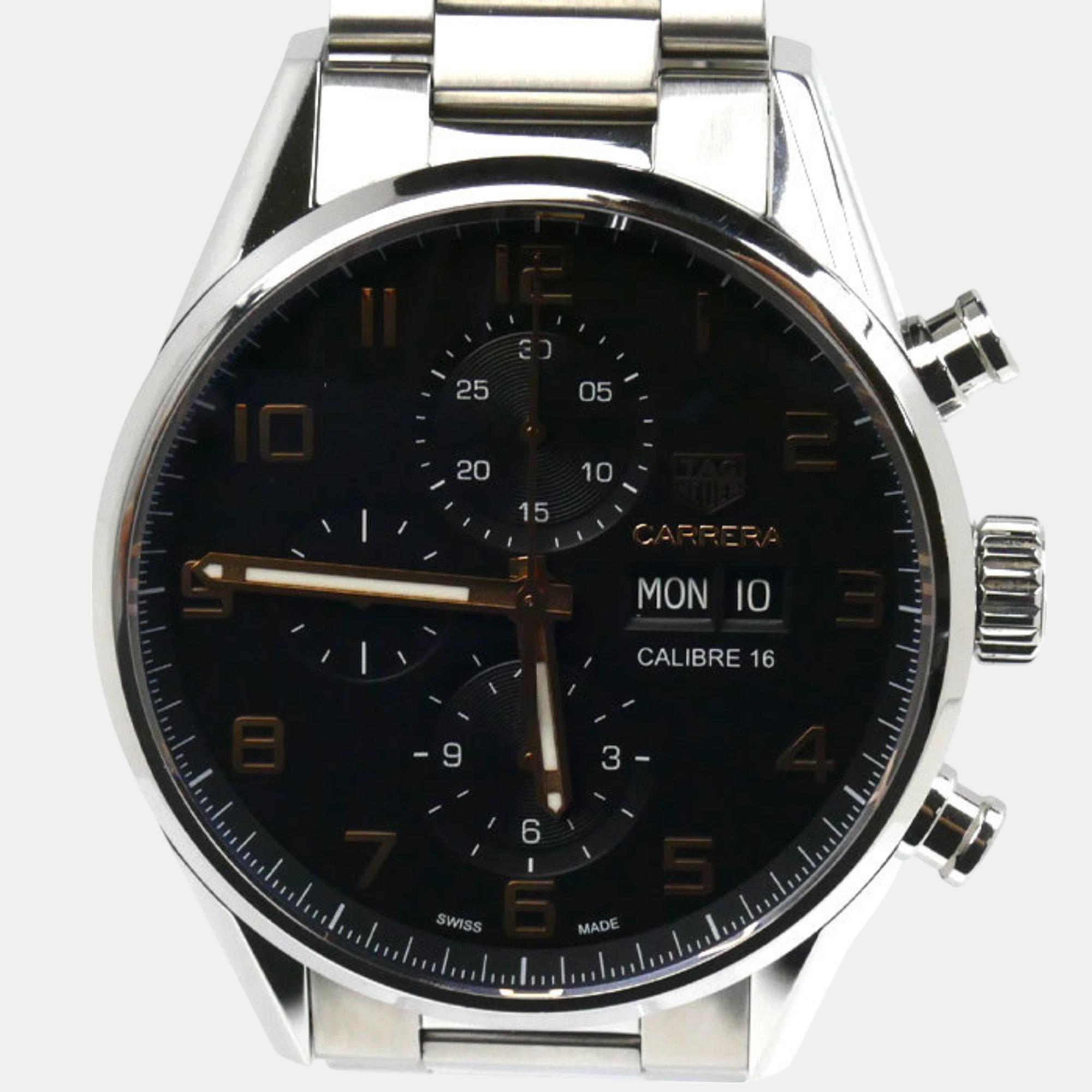 

Tag Heuer Black Stainless Steel Carrera CV2A1AB.BA0738 Automatic Men's Wristwatch 43 mm