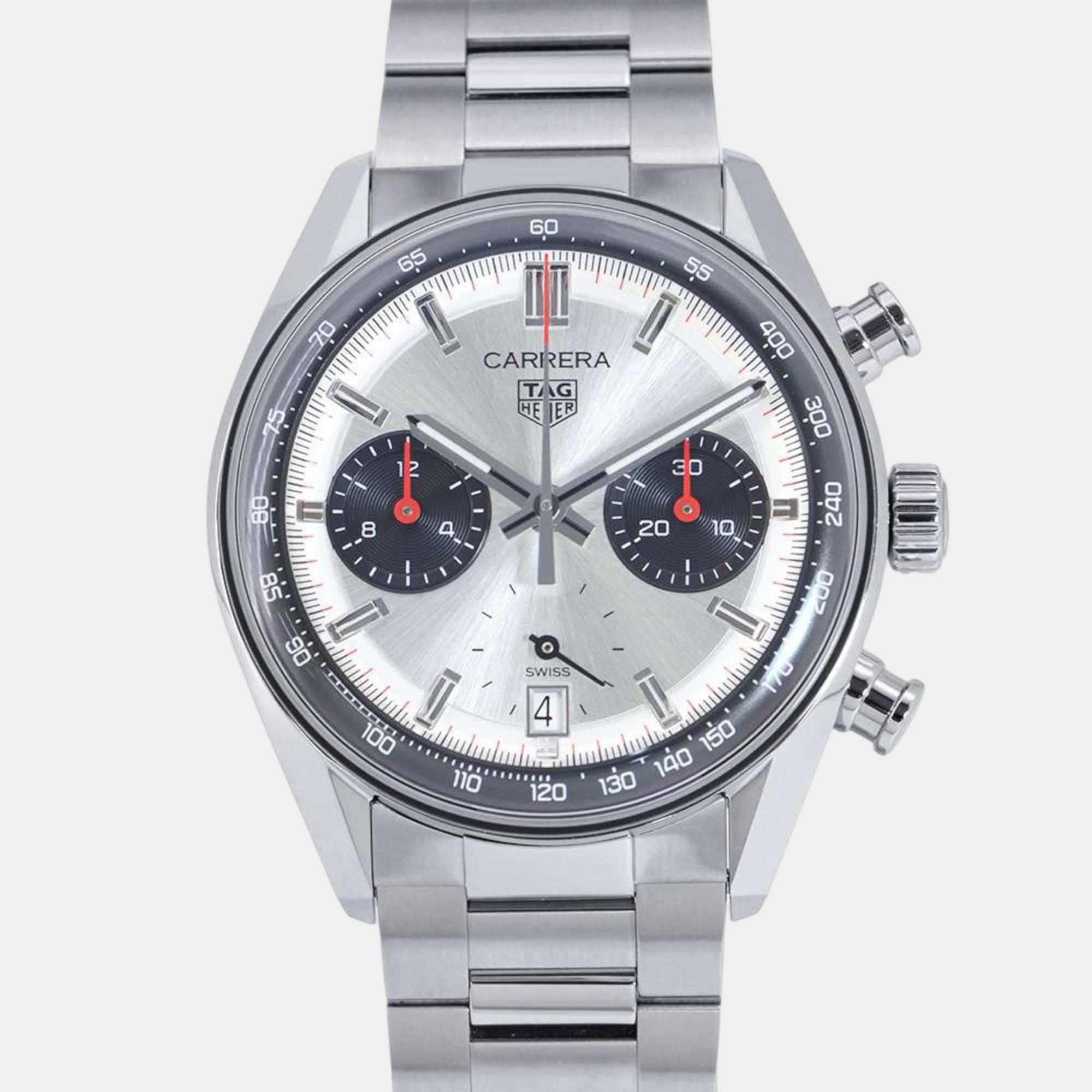 

Tag Heuer Stainless Steel Silver Dial Carrera Chronograph Watch 39 mm