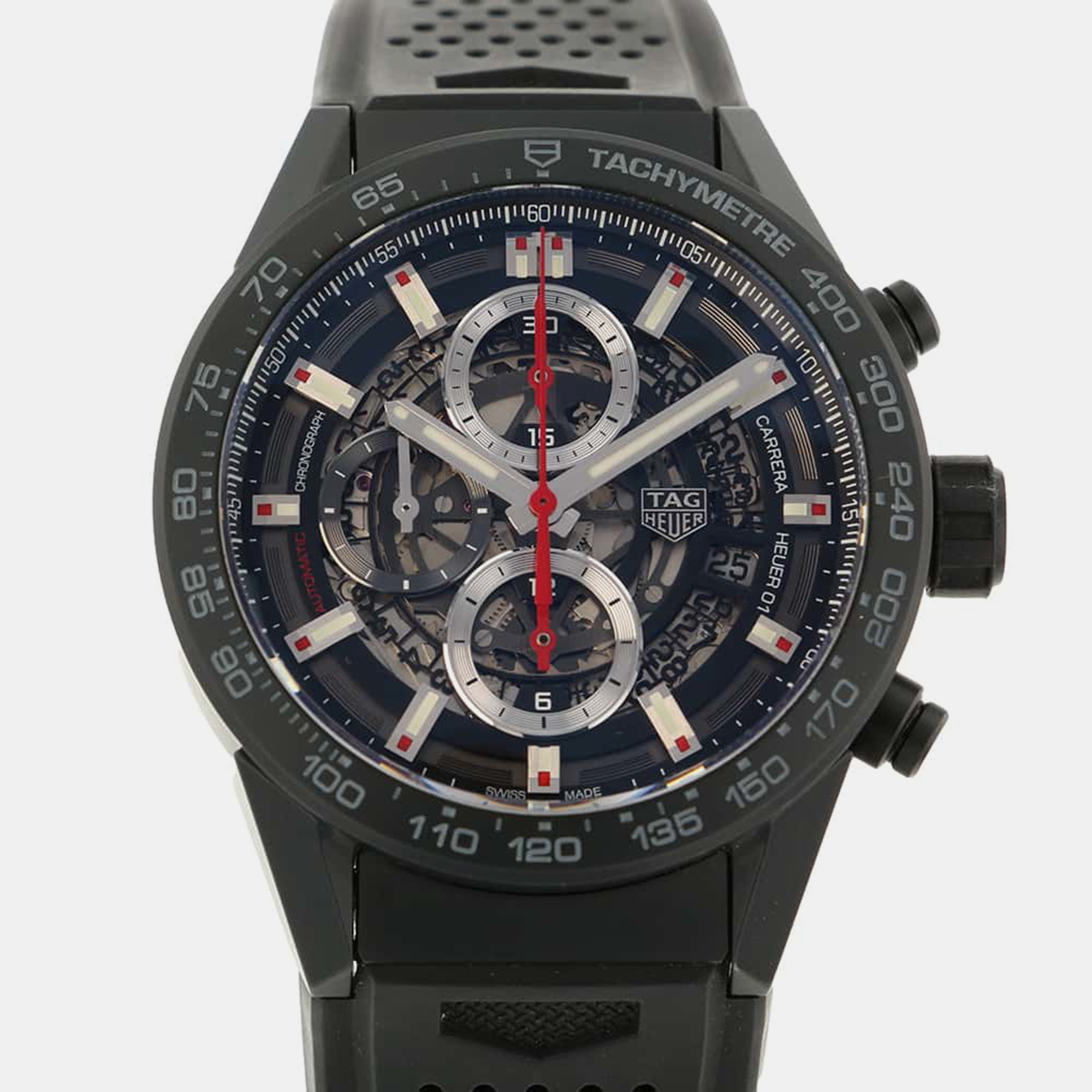 

Tag Heuer Ceramic Rubber Black Dial Carrera Heuer 01 Chronograph W43mm