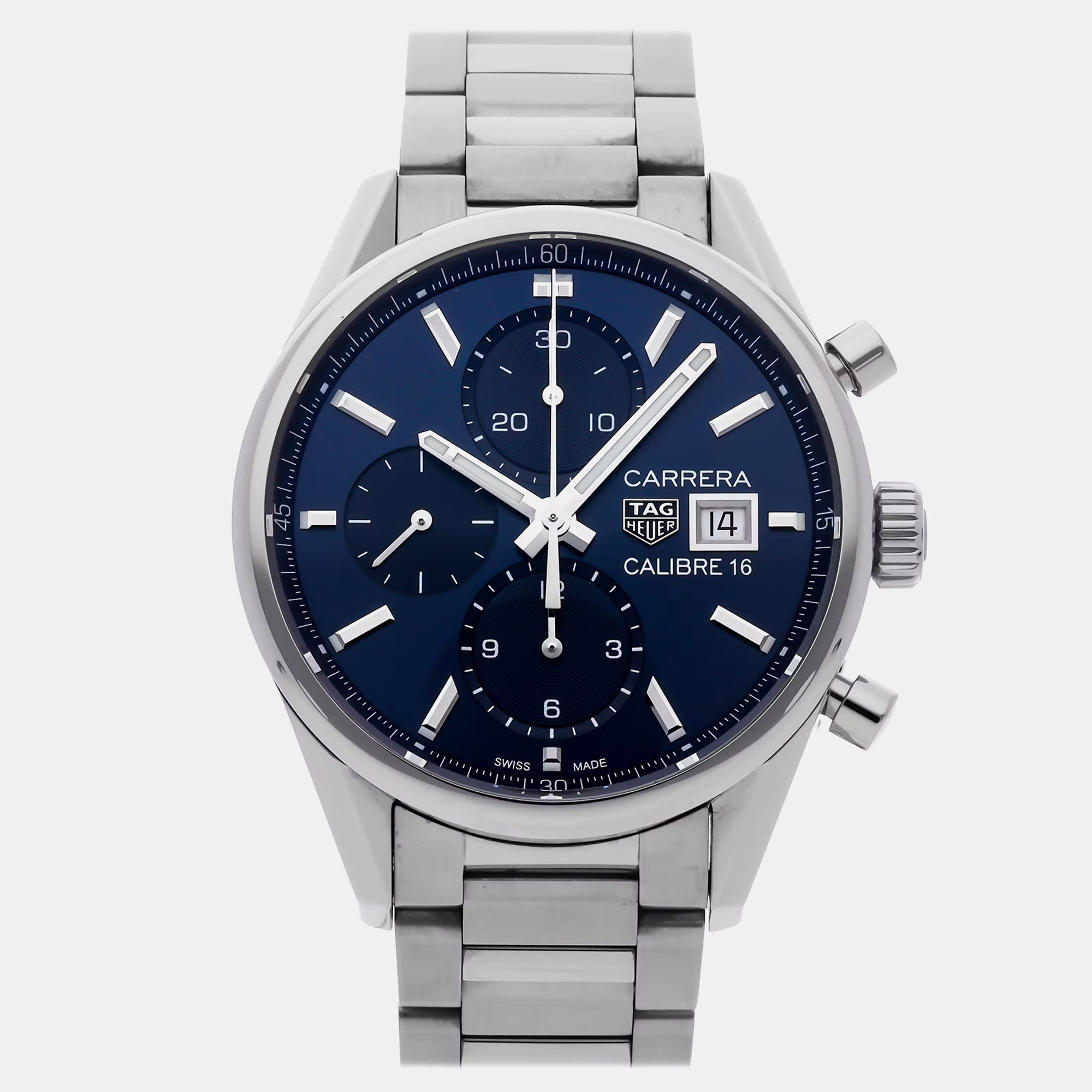 

Tag Heuer Blue Stainless Steel Carrera CBK2112.BA0715 Automatic Men's Wristwatch 41 mm