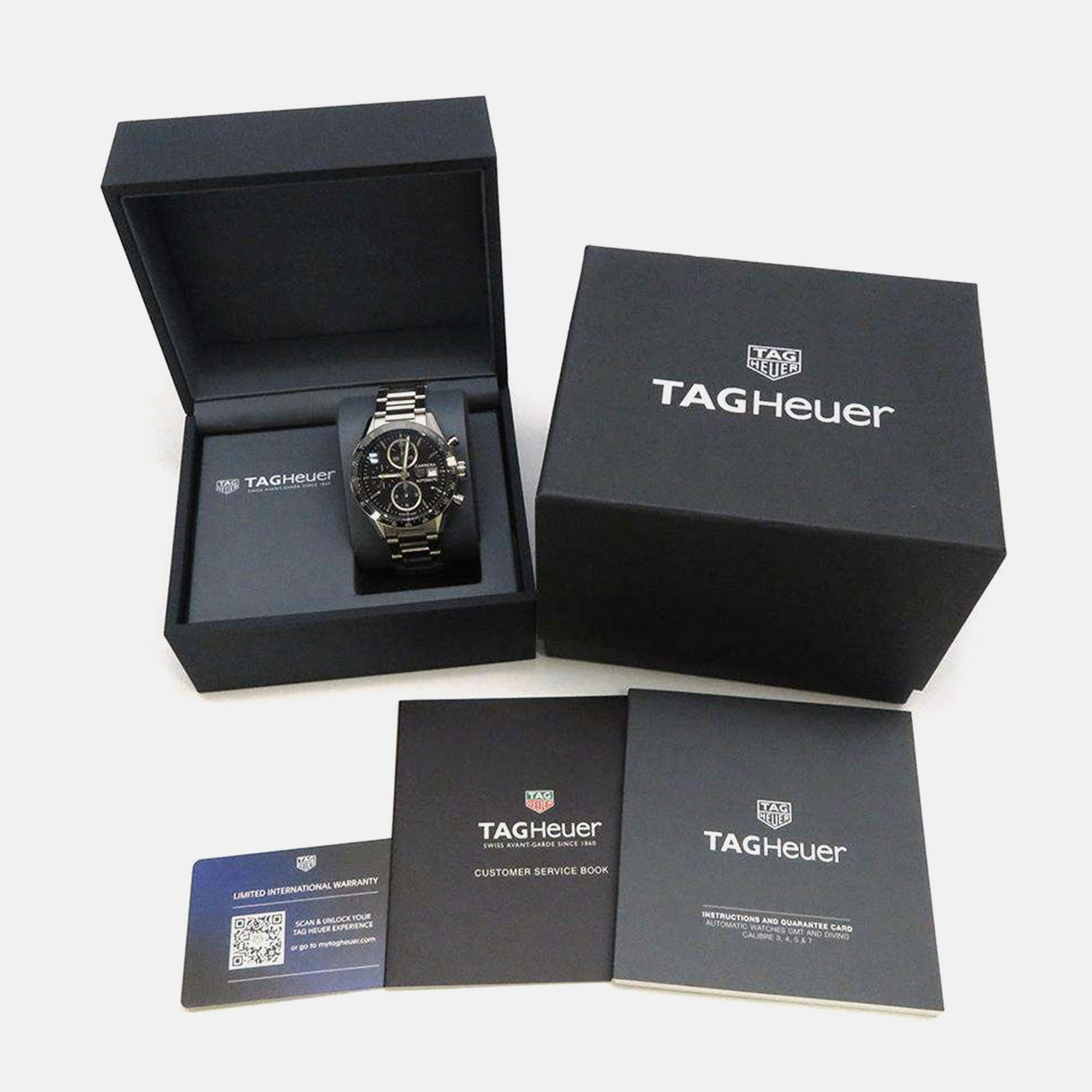 Tag Heuer Black Stainless Steel Carrera Automatic Men`s Wristwatch 41 mm 