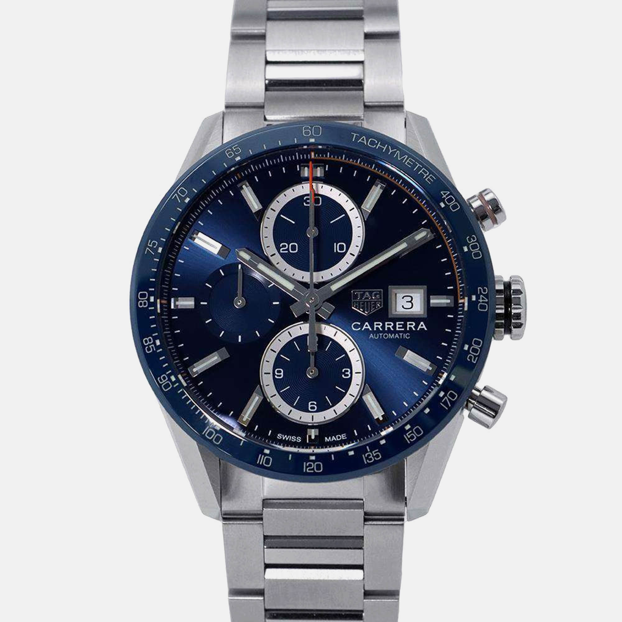 

Tag Heuer Blue Stainless Steel Carrera Automatic Men's Wristwatch 41 mm