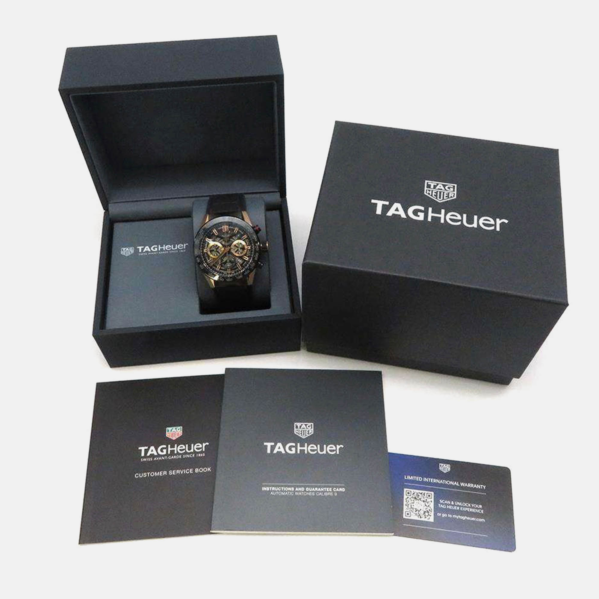 Tag Heuer Skeleton 18k Rose Gold Carrera   Automatic Men`s Wristwatch 45 mm 