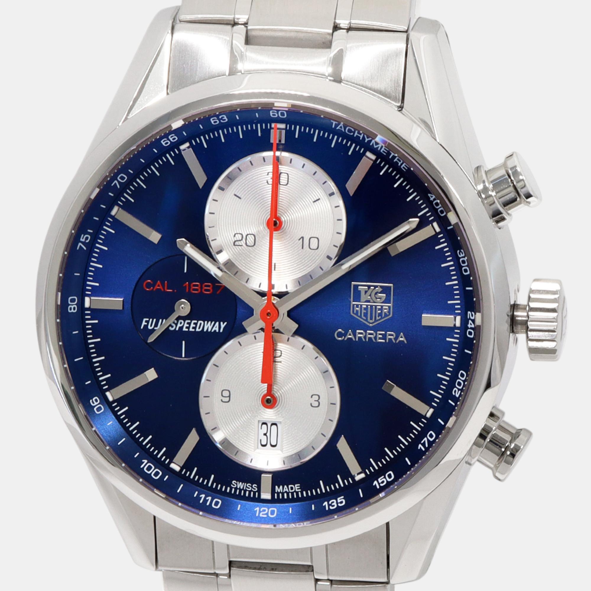 

TAG Heuer Blue Stainless Steel Carrera 1887 CAR211B Automatic Men's Wristwatch 41 mm