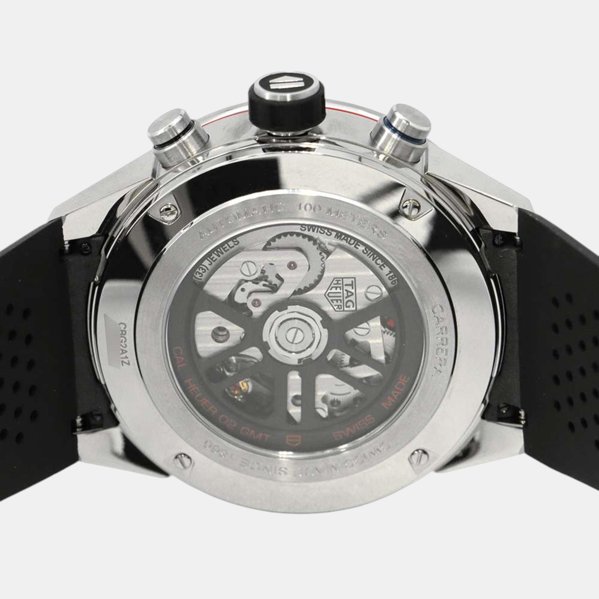 Tag Heuer Black Stainless Steel Carrera CBG2A1Z.FT6157 Automatic Men`s Wristwatch 45 mm 