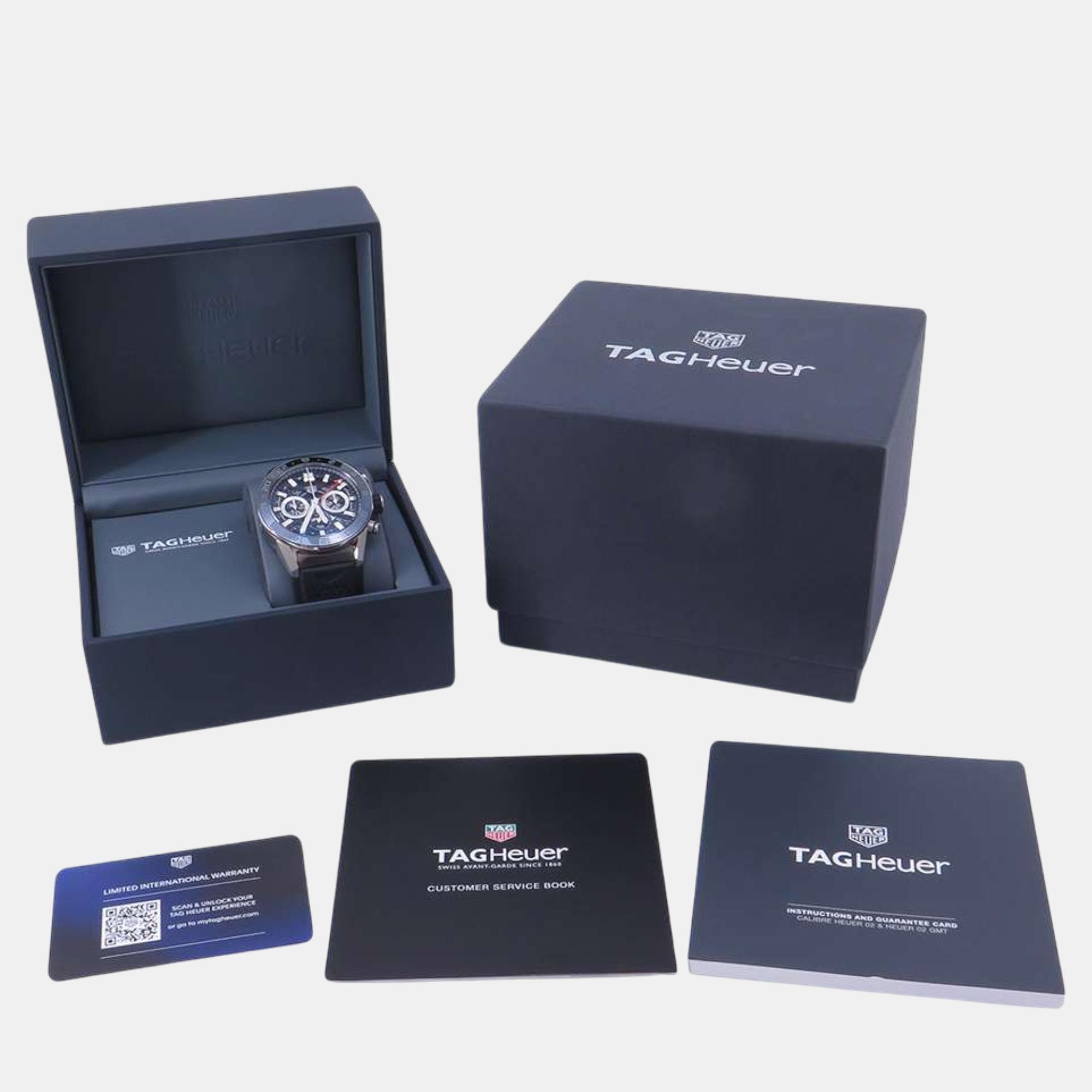 Tag Heuer Black Stainless Steel Carrera CBG2A1Z.FT6157 Automatic Men`s Wristwatch 45 mm 