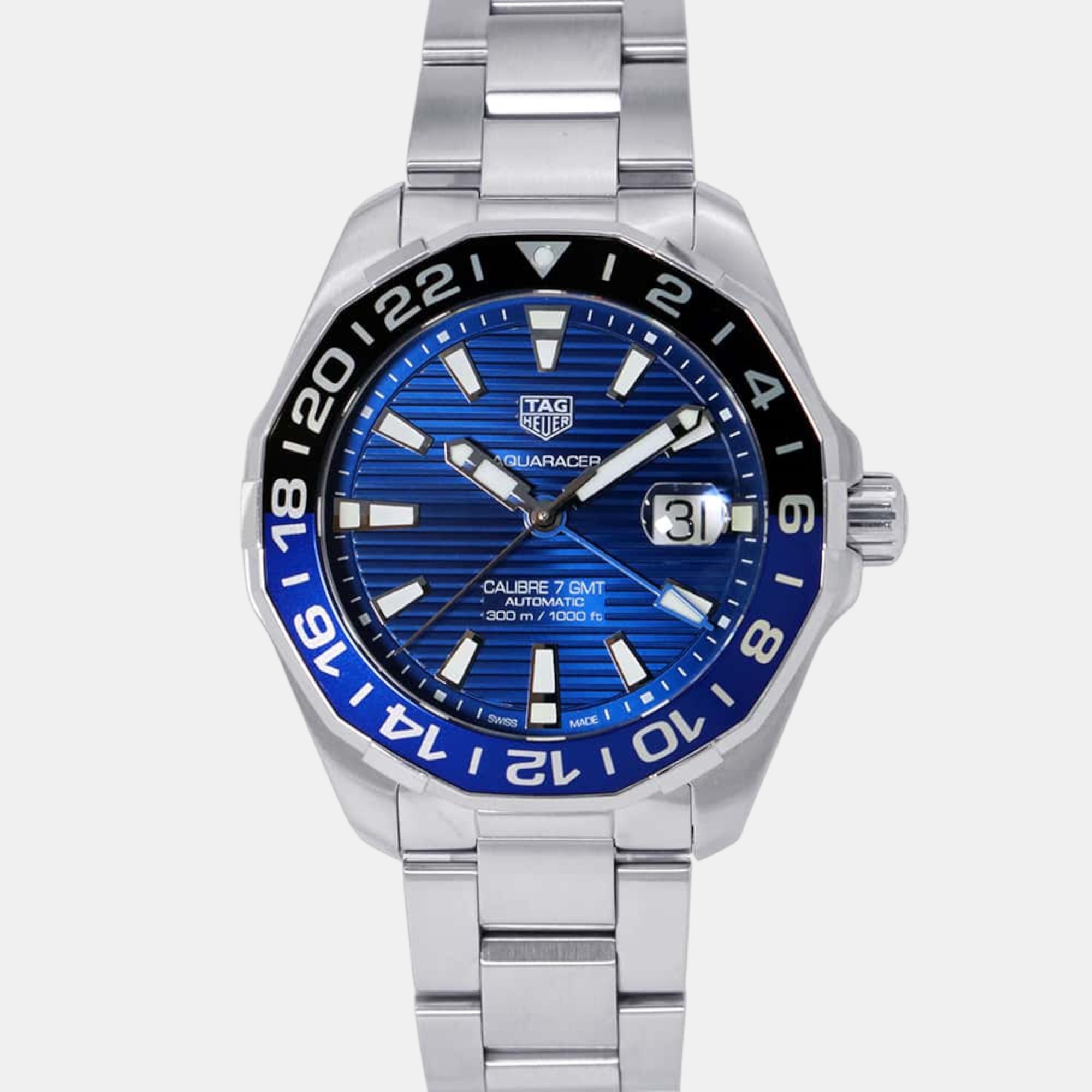 

Tag Heuer Blue Stainless Steel Aquaracer WAY201T.BA0927 Automatic Men's Wristwatch 43 mm