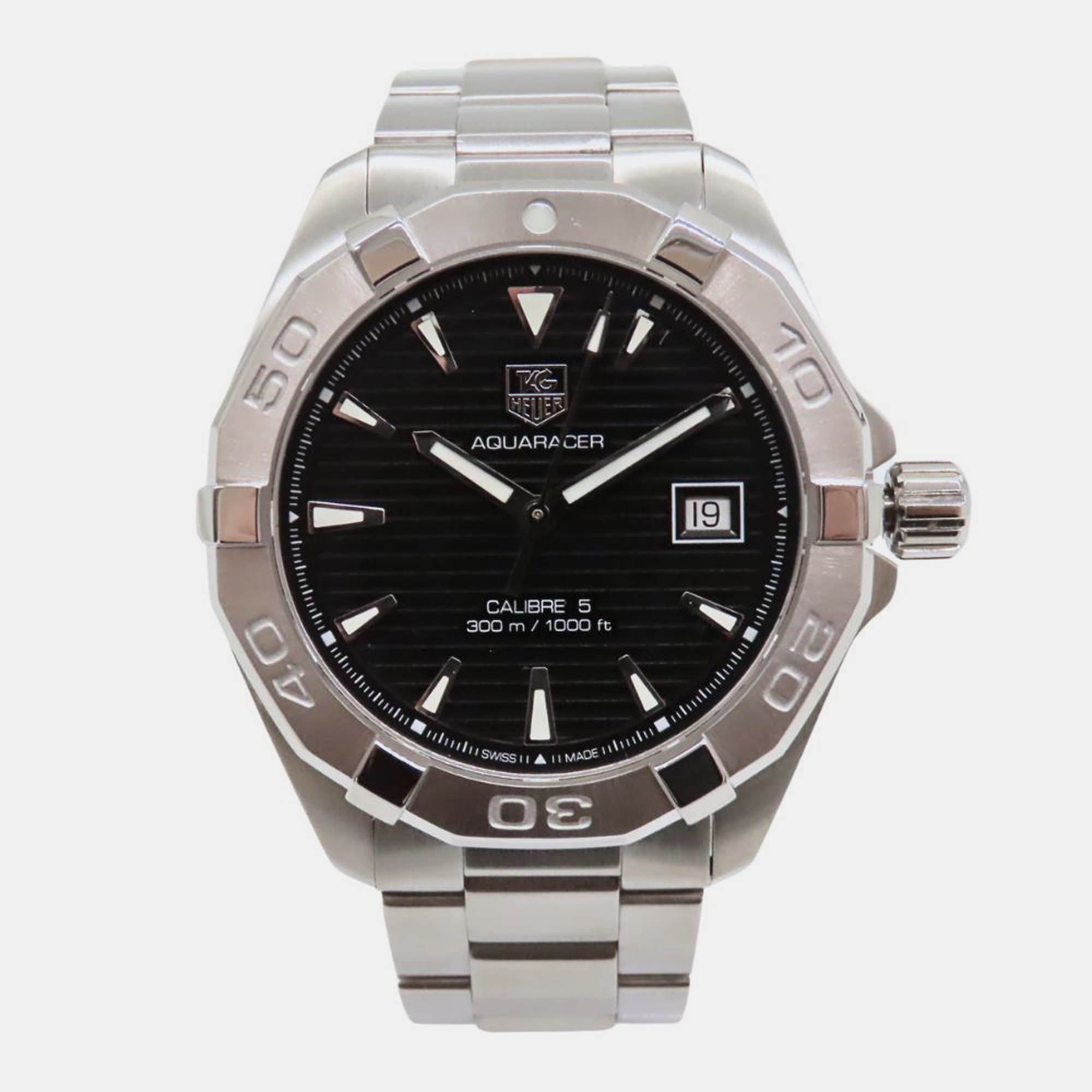 

Tag Heuer Black Stainless Steel Aquaracer WAY2110.BA0928 Automatic Men's Wristwatch 41 mm