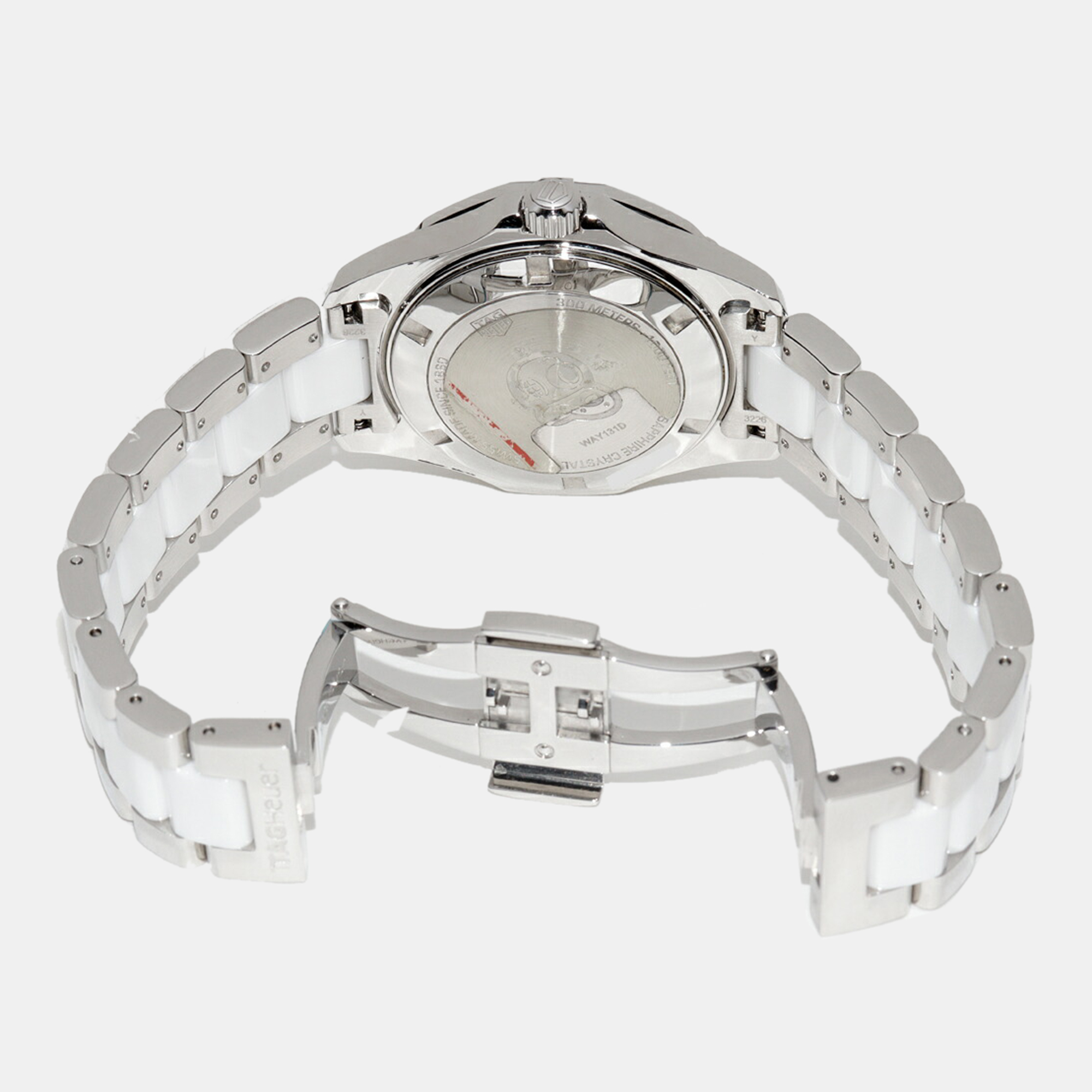 Tag Heuer White Stainless Steel Aquaracer WAY131D Quartz Men`s Wristwatch 36 mm 