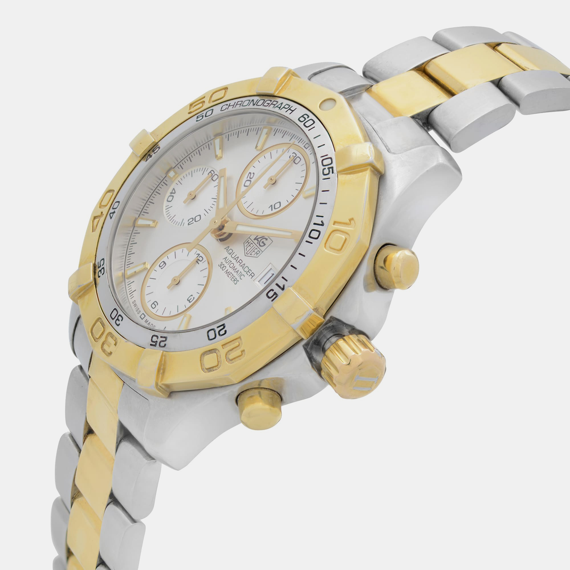 Tag Heuer Silver Two-tone Stainless Steel Aquaracer CAF2120.BB0816 Automatic Men`s Wristwatch 41 mm 