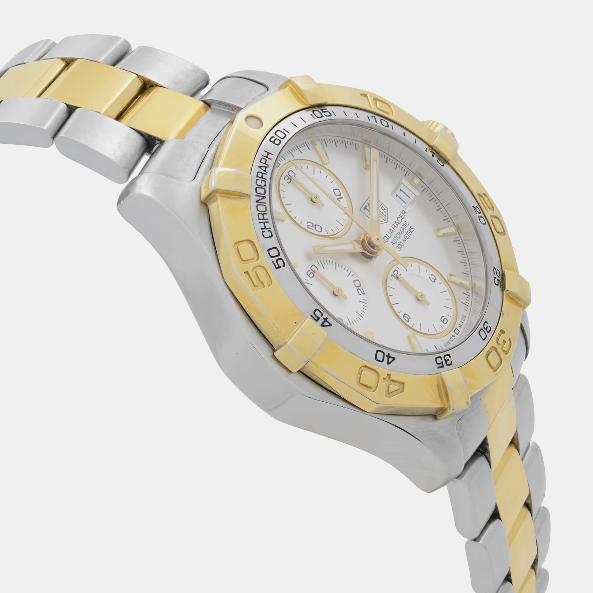 Tag Heuer Silver Two-tone Stainless Steel Aquaracer CAF2120.BB0816 Automatic Men`s Wristwatch 41 mm 