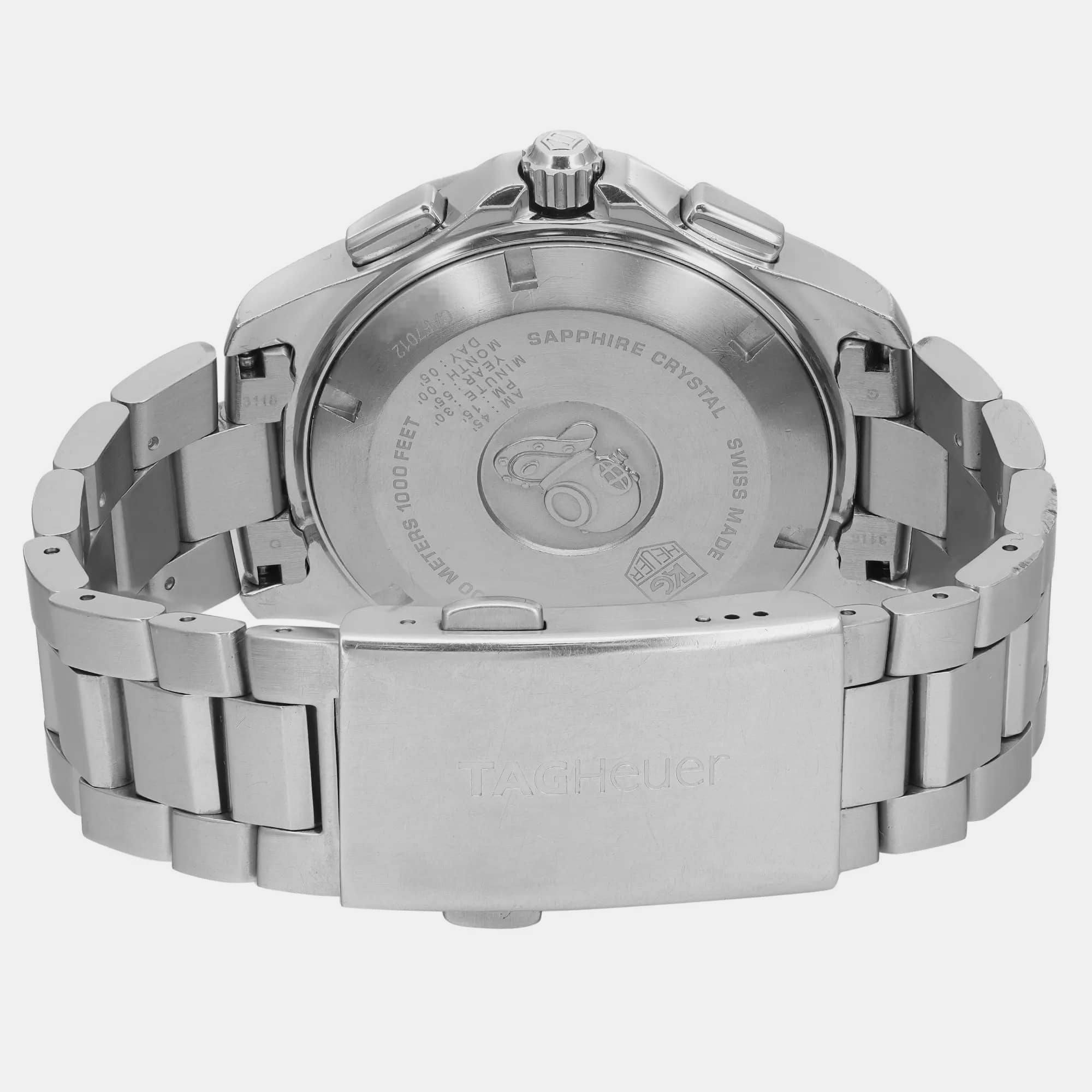 Tag Heuer Blue Stainless Steel Aquaracer Auto-Quartz Men`s Wristwatch 43 mm 
