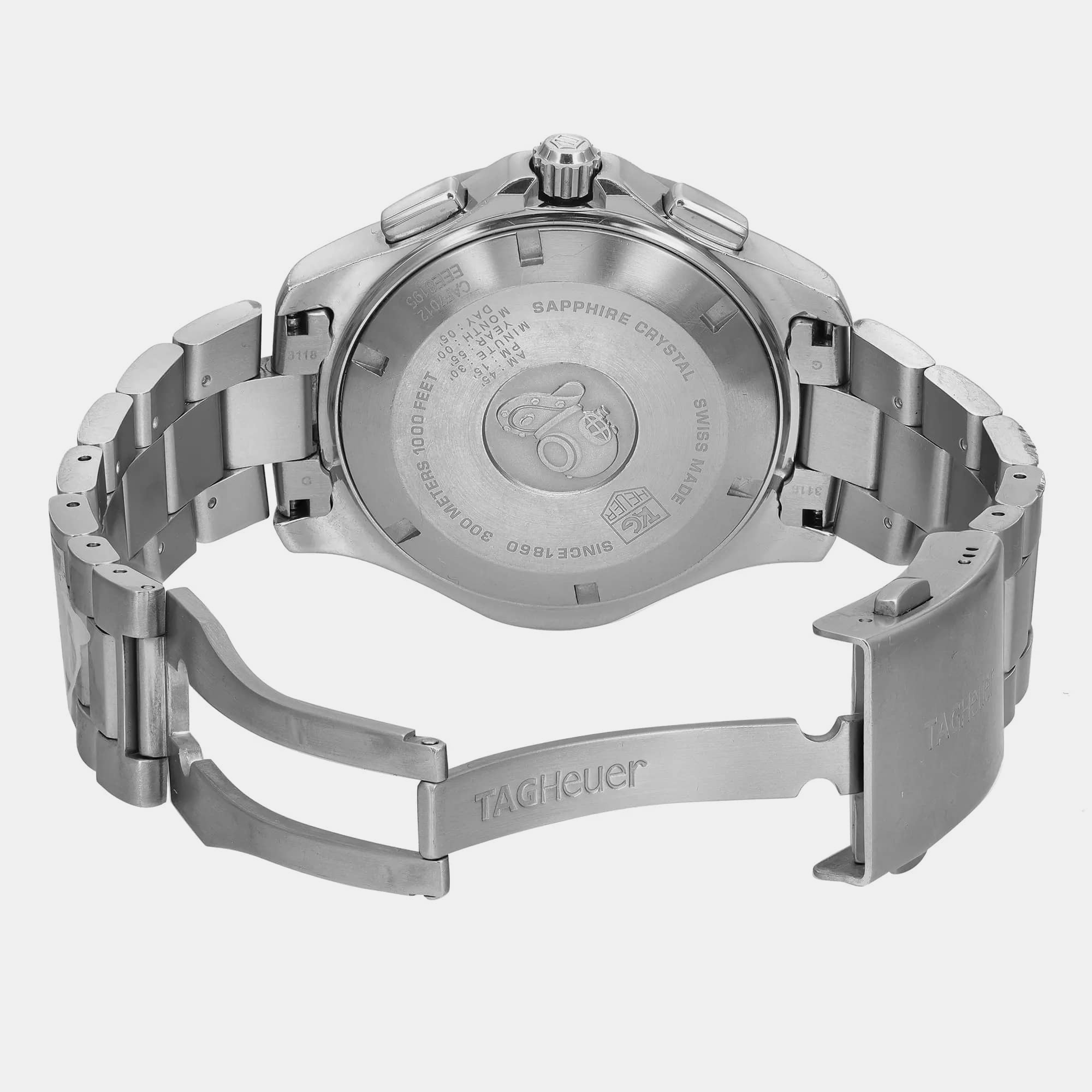 Tag Heuer Blue Stainless Steel Aquaracer Auto-Quartz Men`s Wristwatch 43 mm 