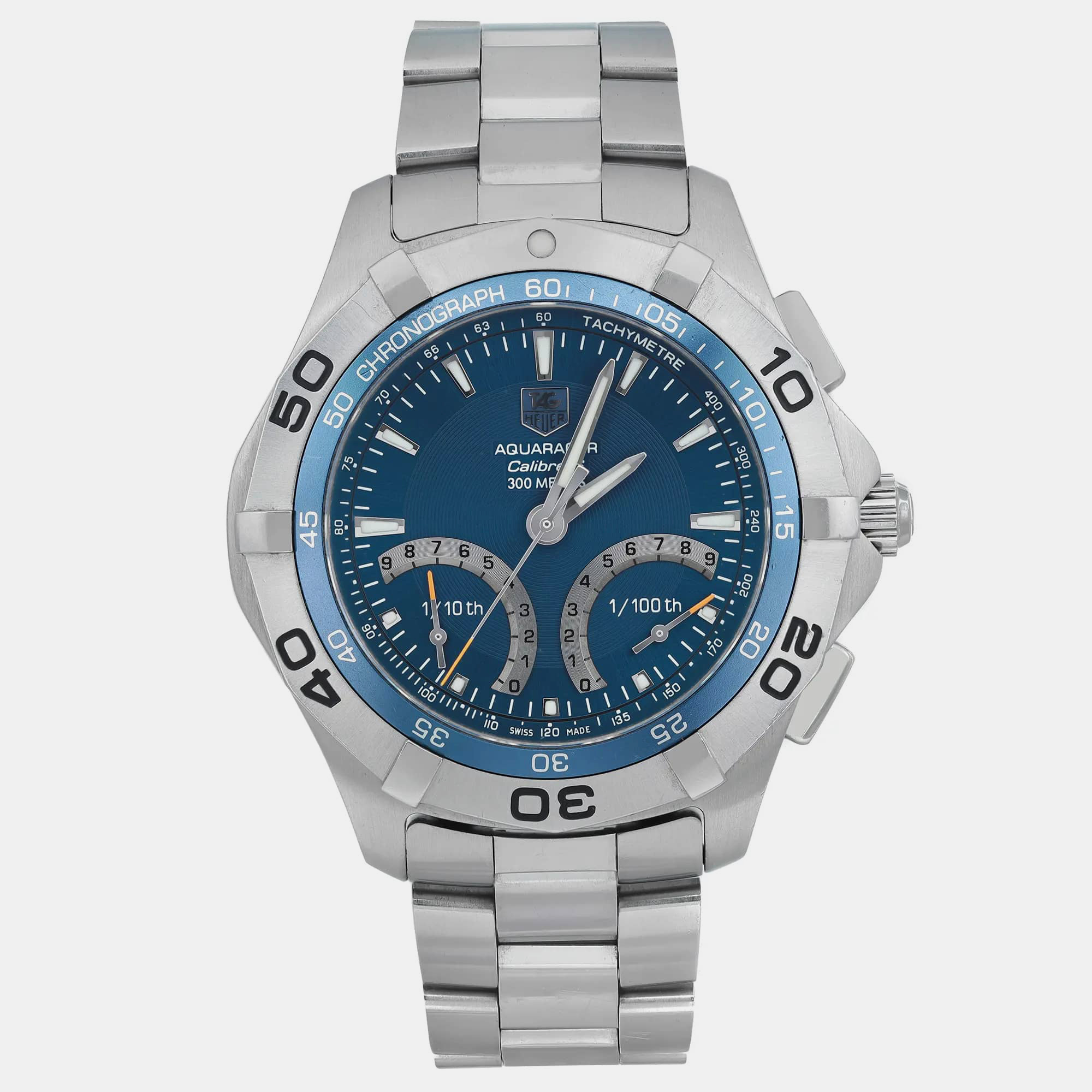 

Tag Heuer Blue Stainless Steel Aquaracer Auto-Quartz Men's Wristwatch 43 mm