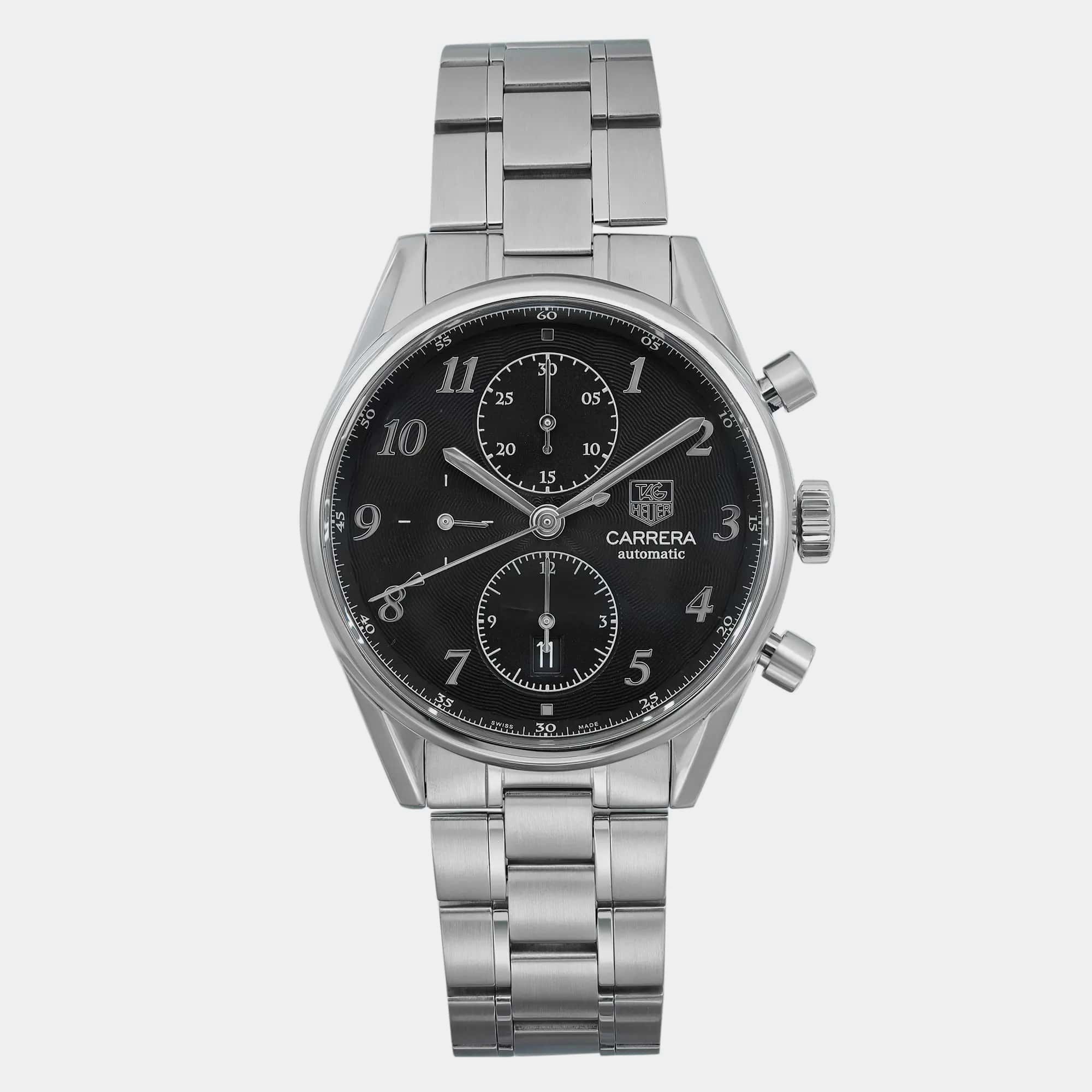 

Tag Heuer Black Stainless Steel Carrera Automatic Men's Wristwatch 41 mm