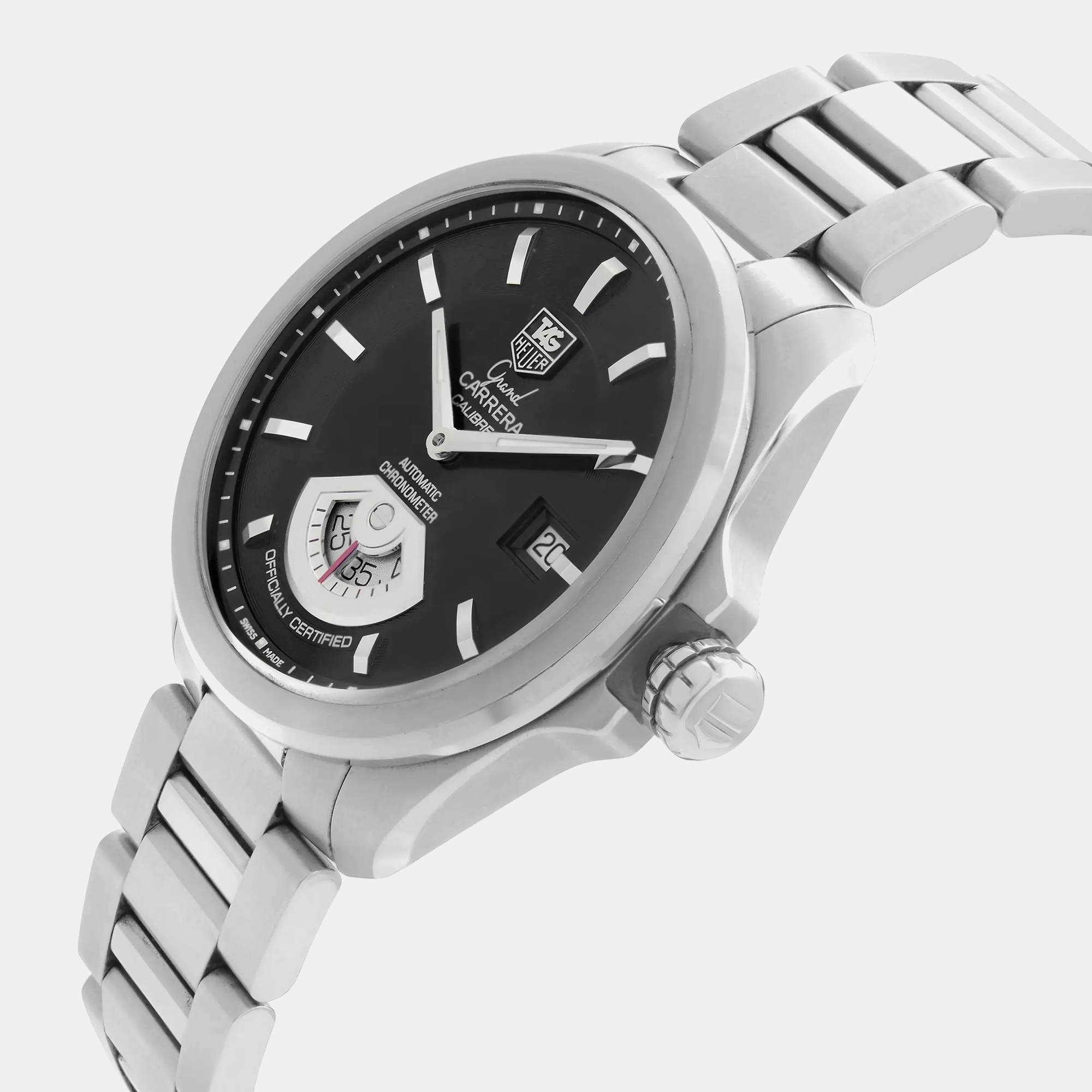Tag Heuer Black Stainless Steel Grand Carrera WAV511A.BA0900 Automatic Men`s Wristwatch 40 mm 