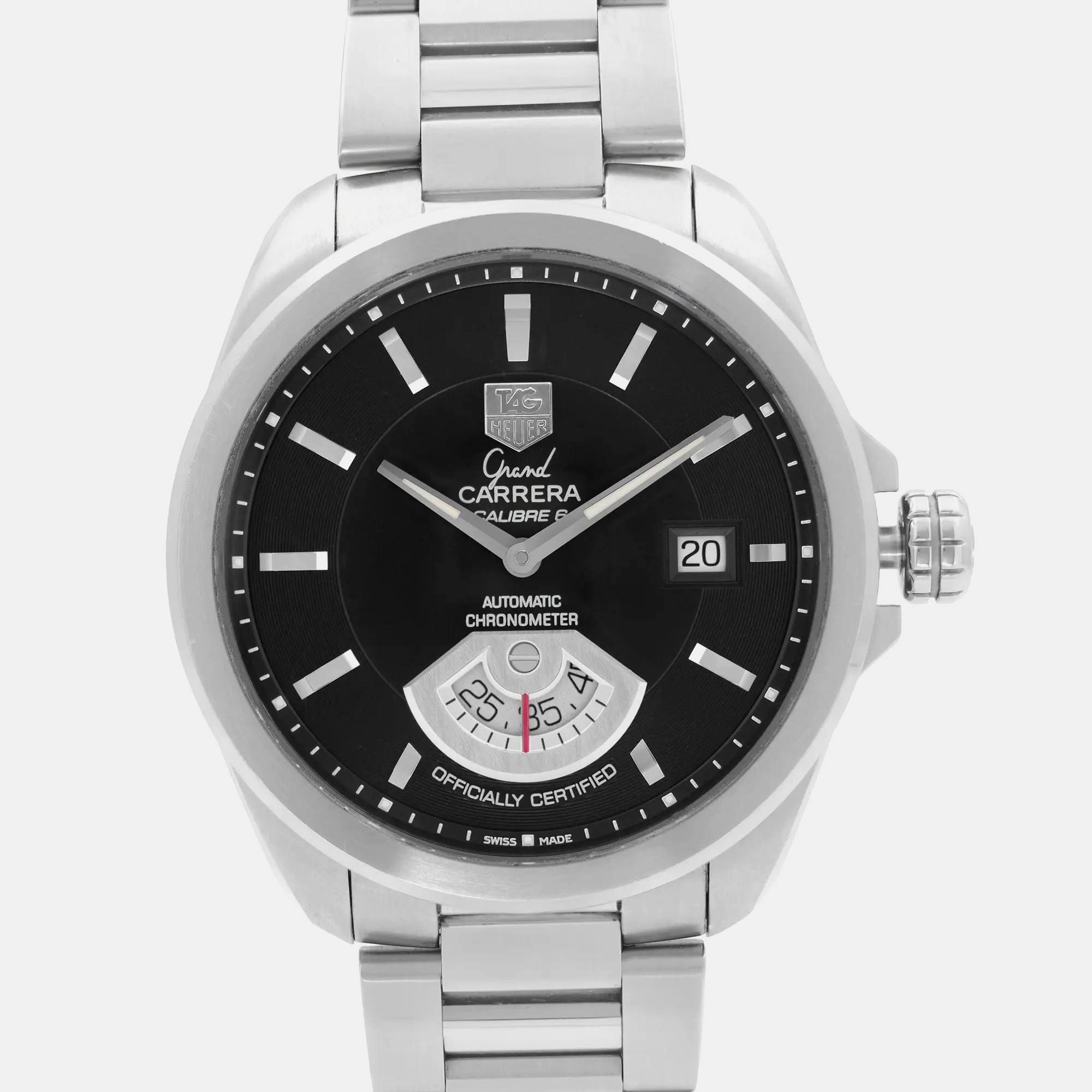 Tag Heuer Black Stainless Steel Grand Carrera WAV511A.BA0900 Automatic Men`s Wristwatch 40 mm 