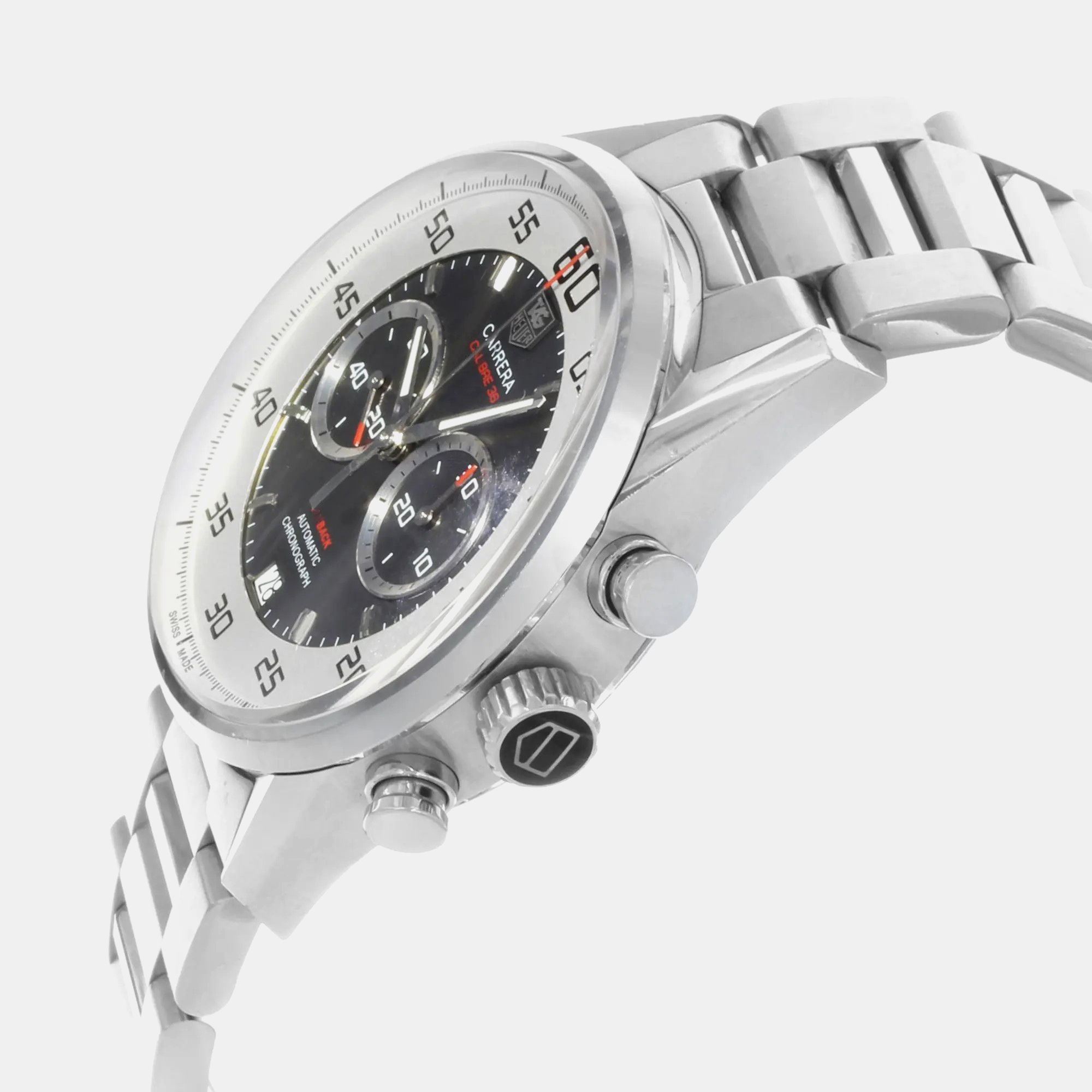 Tag Heuer Silver Stainless Steel Carrera CAR2B11.BA0799 Automatic Men`s Wristwatch 43 mm 