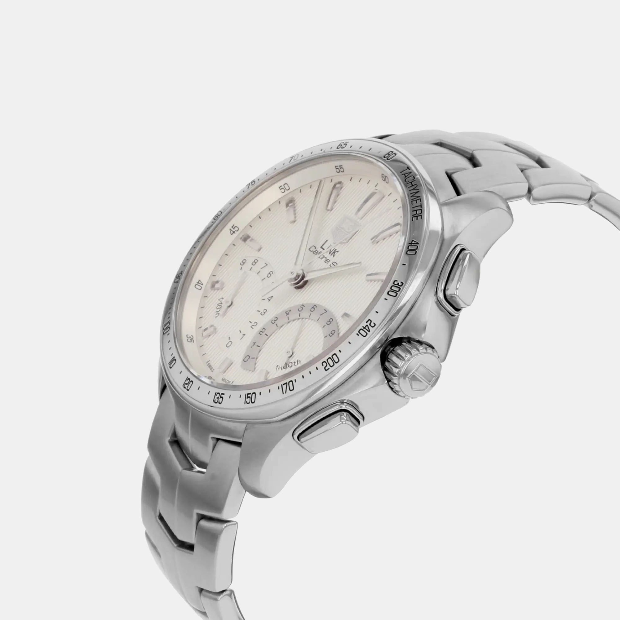 Tag Heuer Silver Stainless Steel Link CAT7011.BA0952 Quartz Men`s Wristwatch 43 mm 