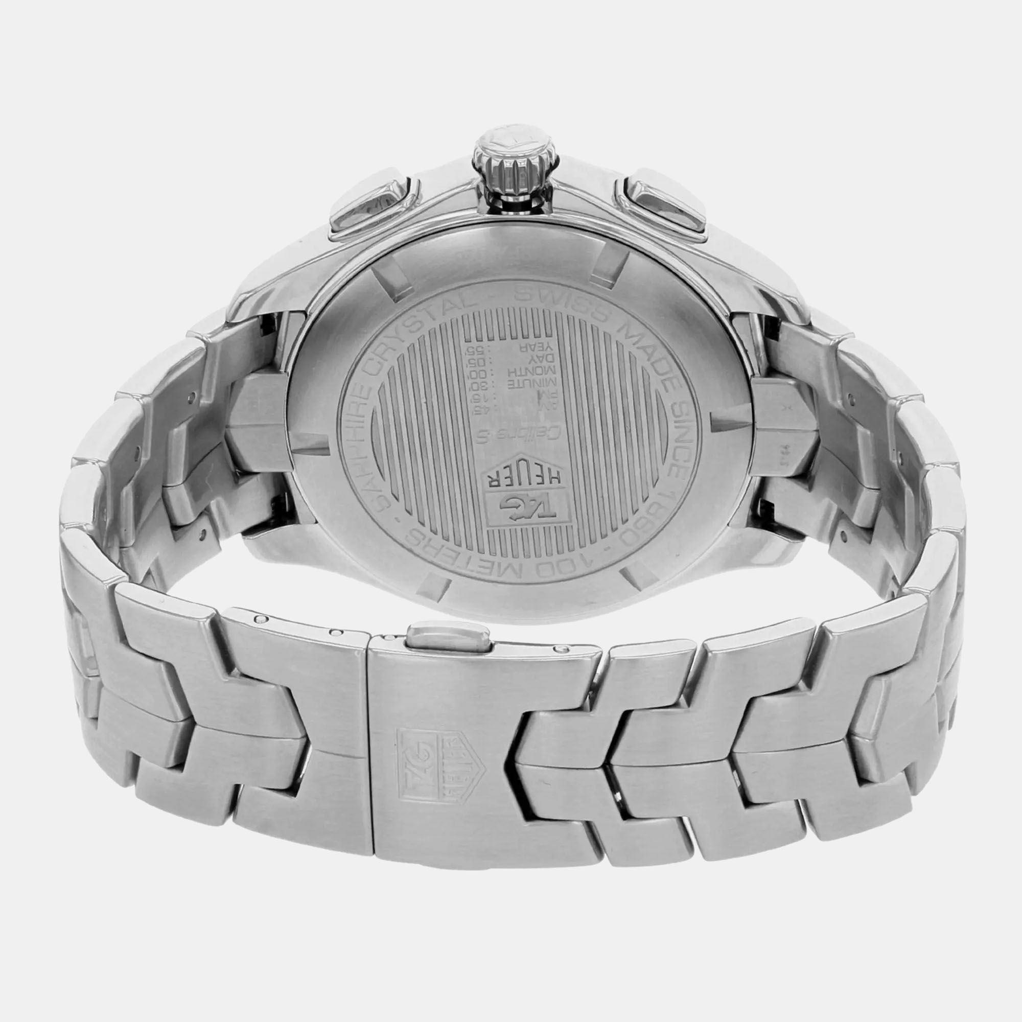 Tag Heuer Silver Stainless Steel Link CAT7011.BA0952 Quartz Men`s Wristwatch 43 mm 